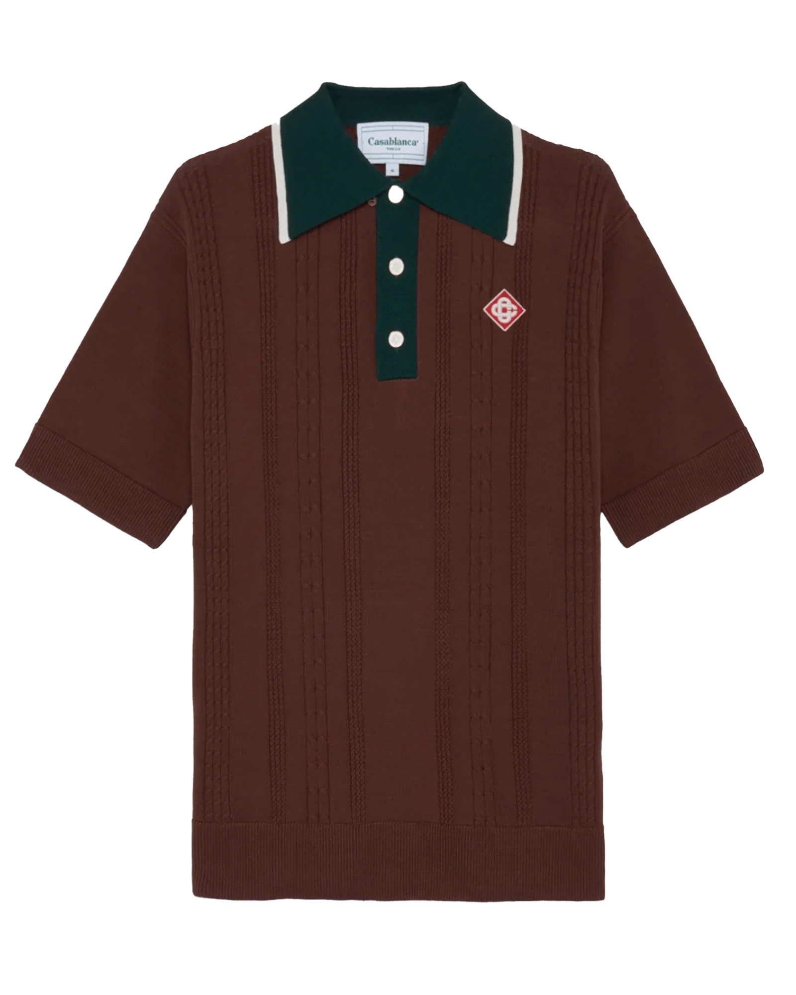CASABLANCA・カサブランカ - ポロシャツ OVERSIZED MINI CABLE POLO / DARK BROWN