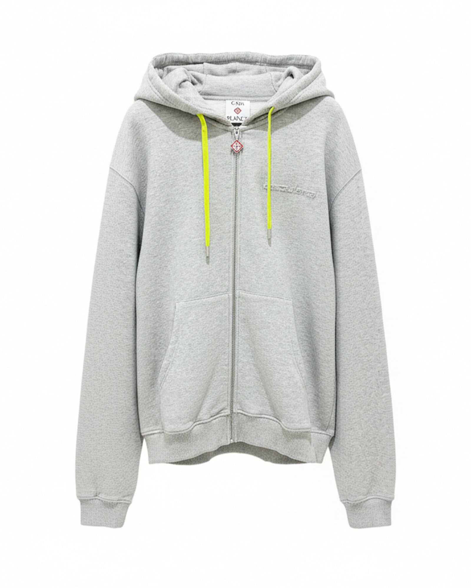 CASHMERE BLEND ZIP-UP HOODED SWEATSHIRT / GREY