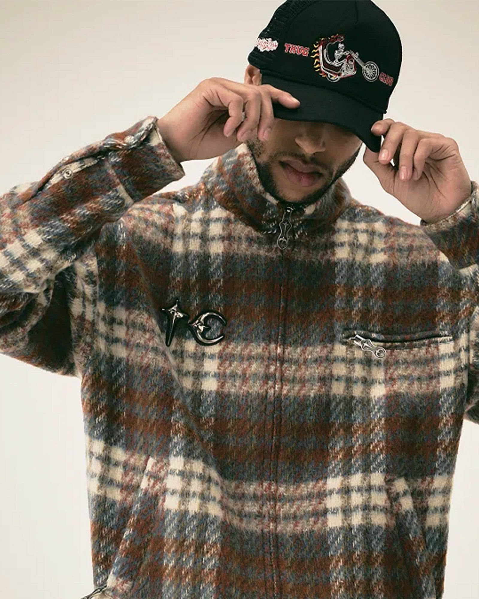 THUG CLUB・サグクラブ - パーカー・フーディ CLASSIC CHECK FULL-ZIP JACKET / BLUE/ORANGE