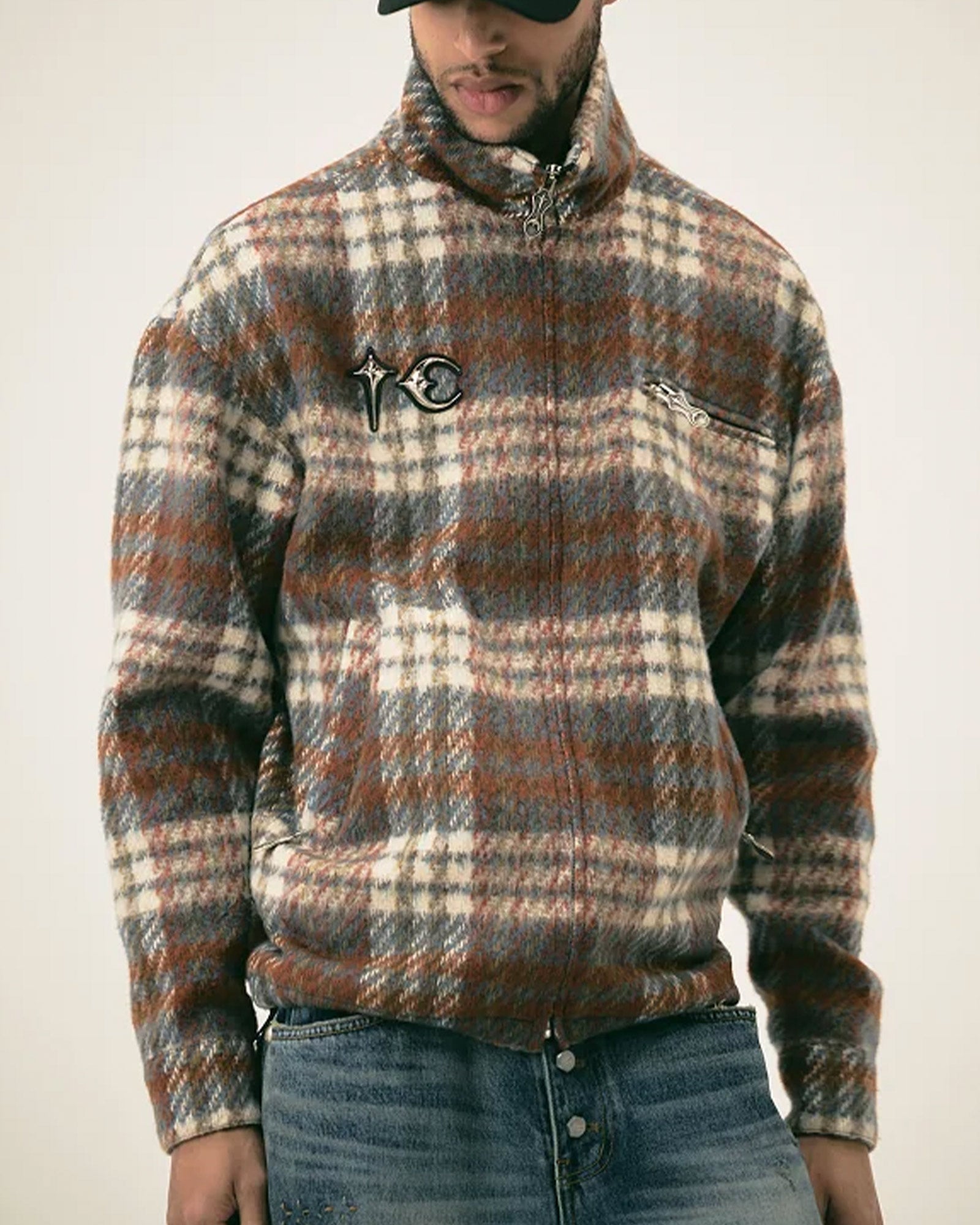 THUG CLUB・サグクラブ - パーカー・フーディ CLASSIC CHECK FULL-ZIP JACKET / BLUE/ORANGE