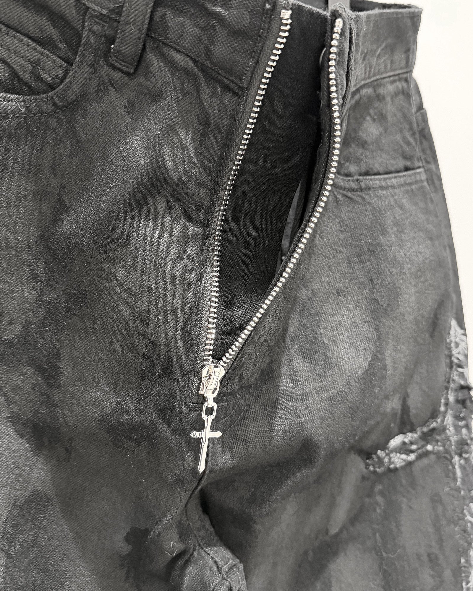 LAST NEST・ラストネスト - デニムパンツ COATING DENIM FLARE PANTS / BLACK