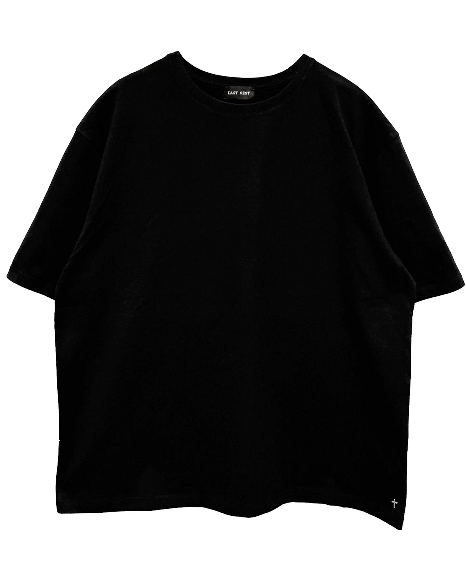 LAST NEST・ラストネスト - トップス CRACKED CROSS LOGO T-SHIRTS / BLACK