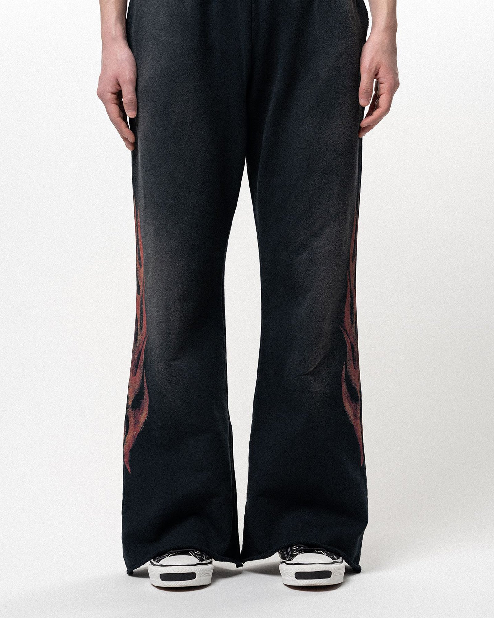 KAMIYA・カミヤ - スウェットパンツ “CRAYON FLAME” BOOTCUT SWEAT PANTS / BLACK