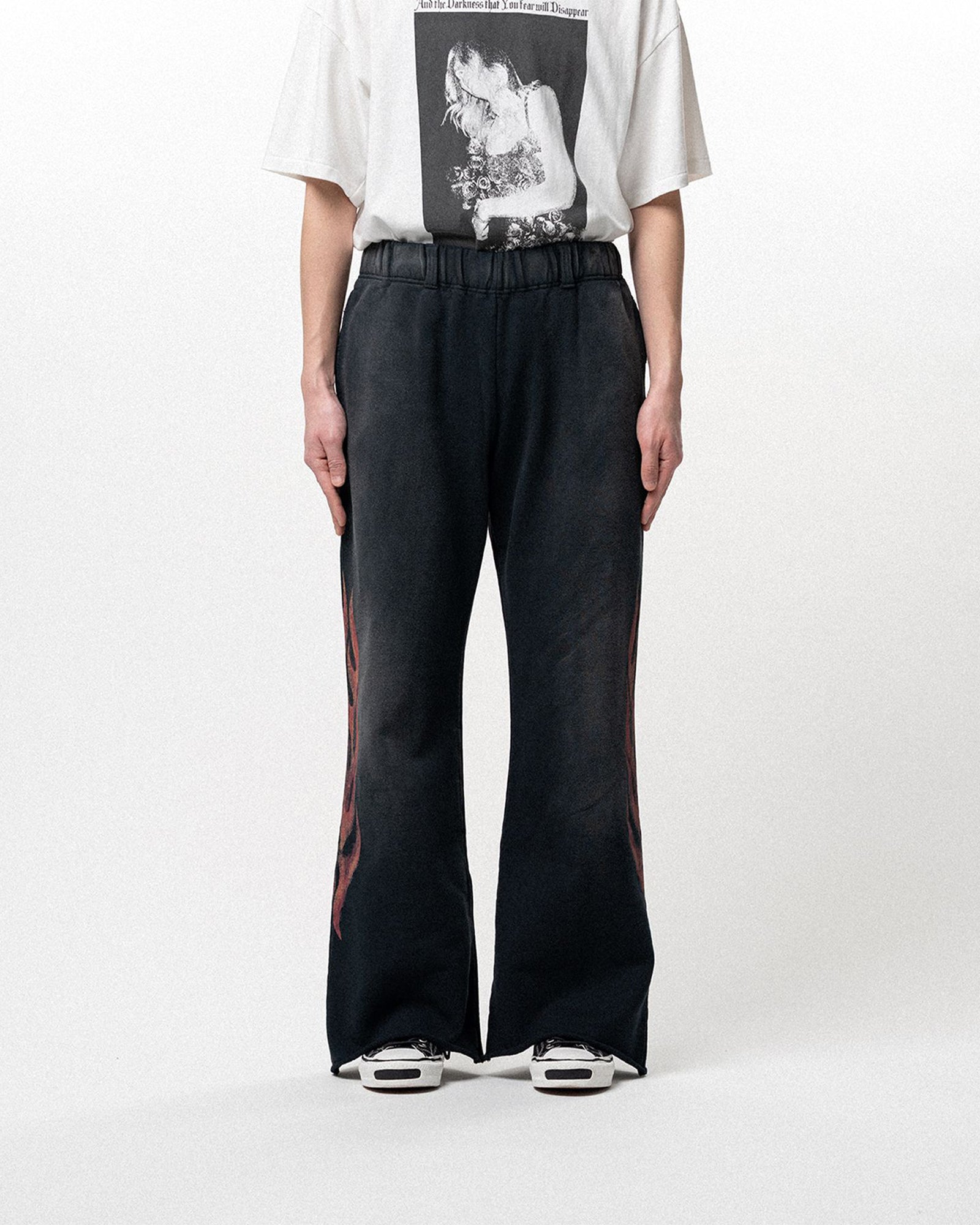 KAMIYA・カミヤ - スウェットパンツ “CRAYON FLAME” BOOTCUT SWEAT PANTS / BLACK