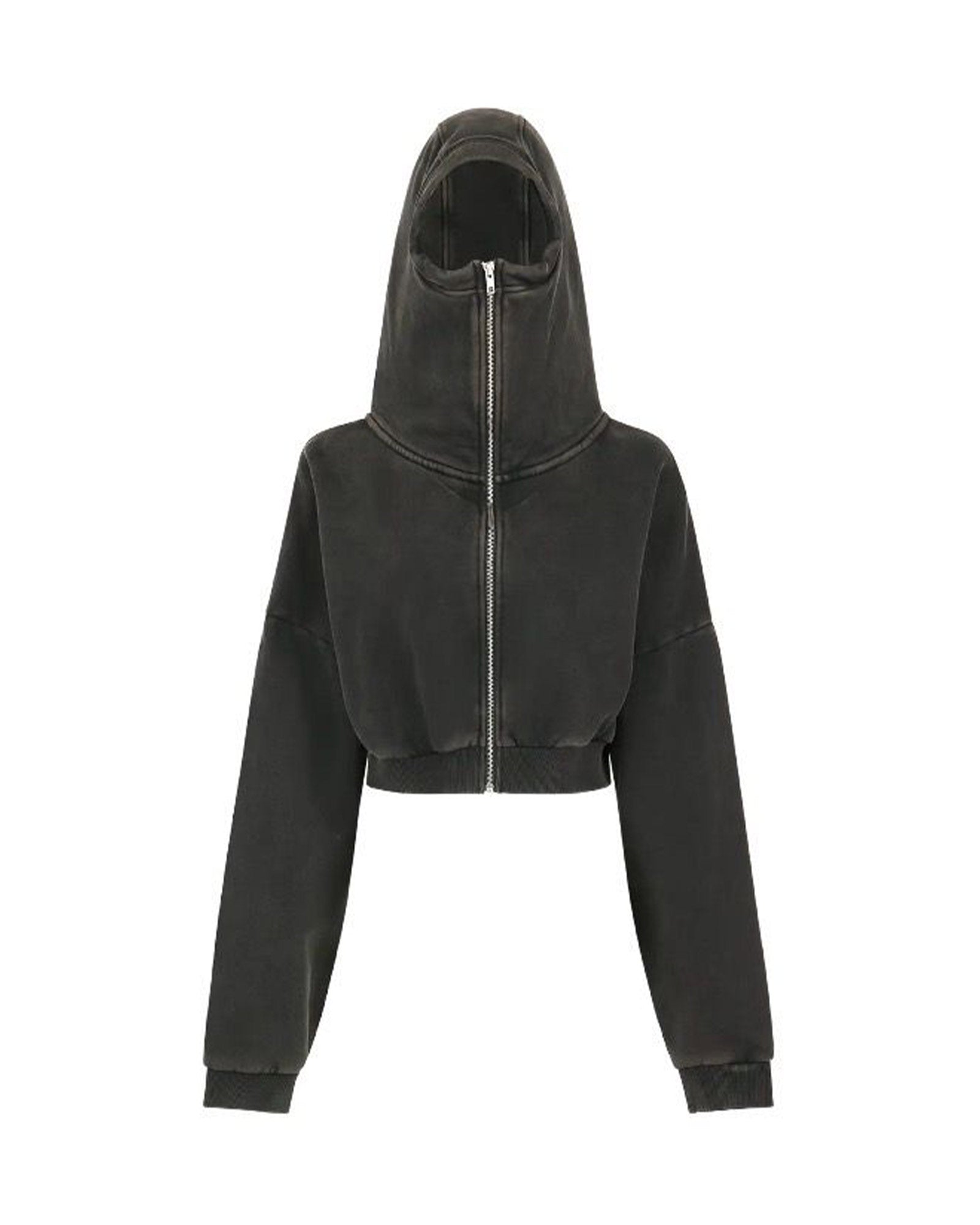 Entire studios・エンタイアスタジオ - パーカー・フーディ CROPPED FULL ZIP / WASHED BLACK