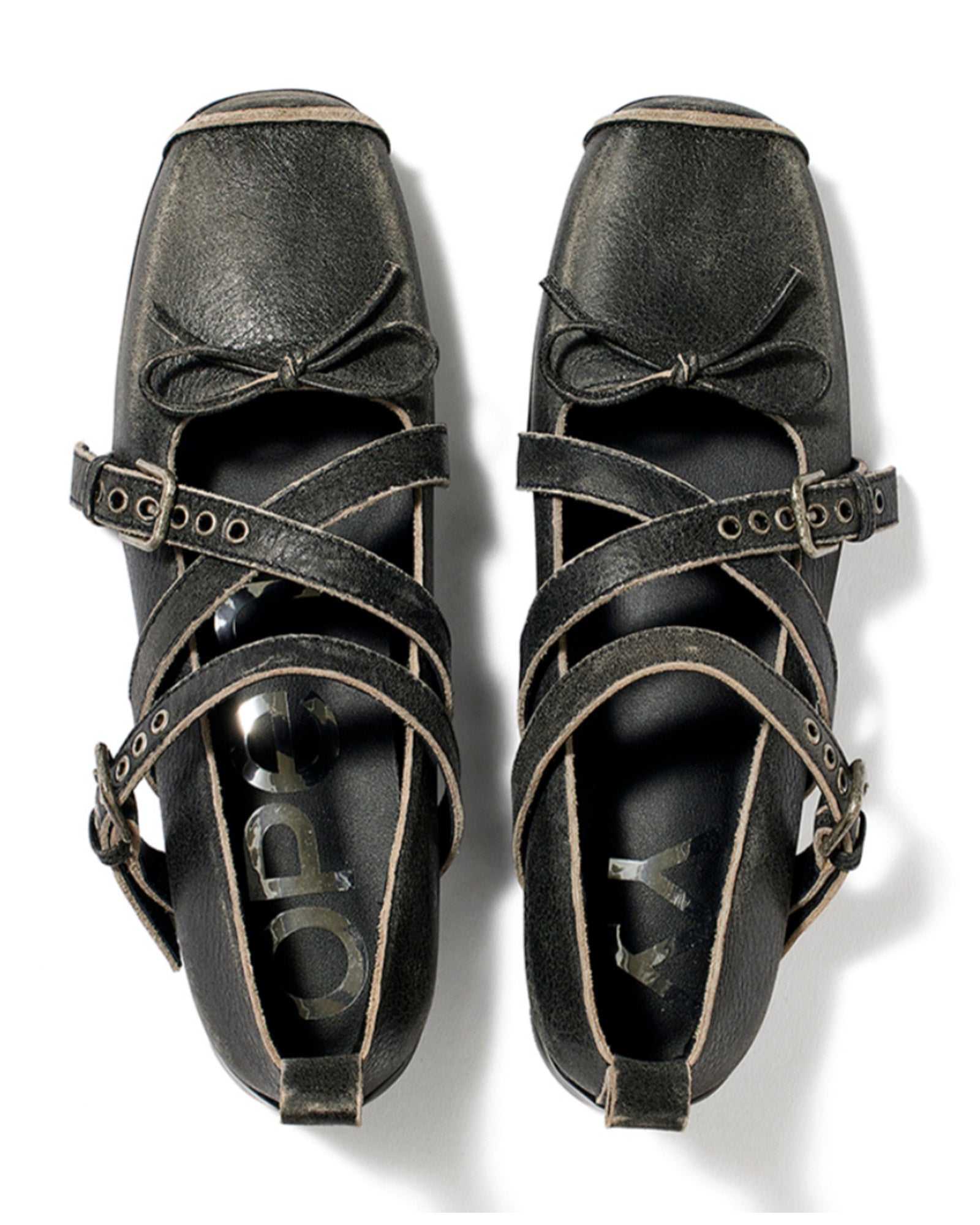 OPEN YY・オープン ワイワイ - シューズ CROSS BUCKLE BALLET FLATS / CHARCOAL GREY