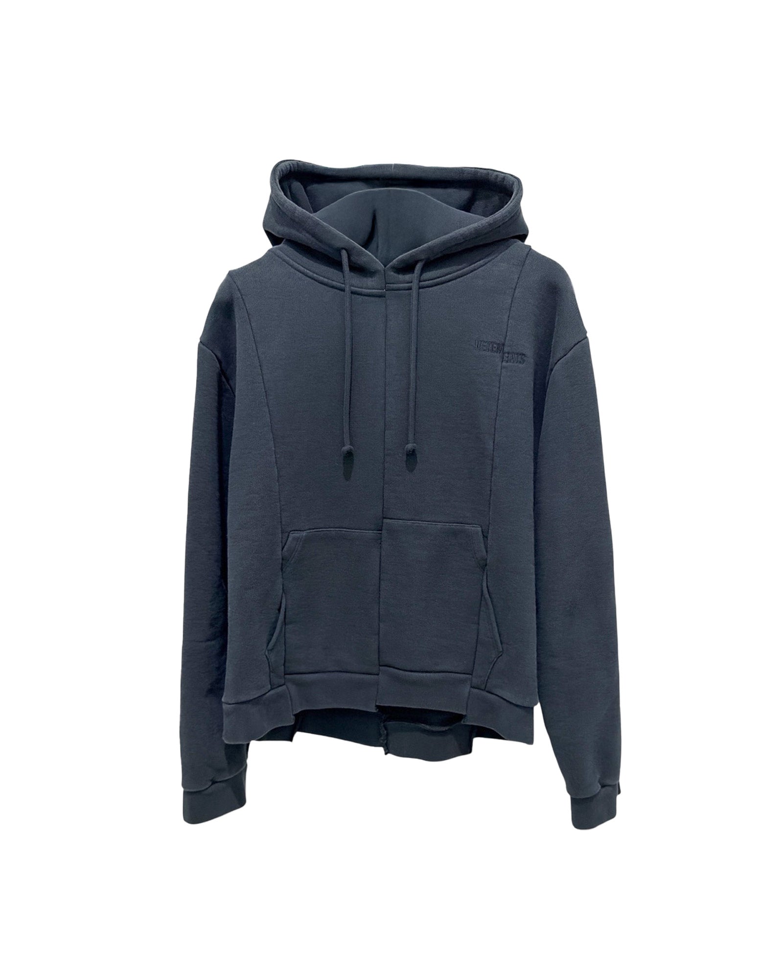 CUT-UP FITTED HOODIE / BLACK
