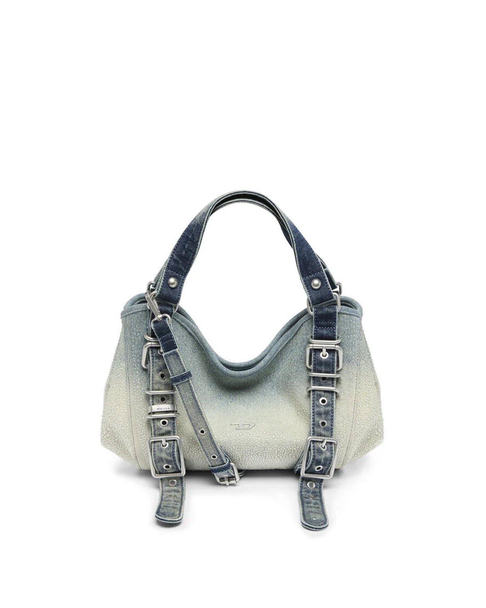 DIESEL・diesel -  D-ONE-SMALL TOP-HANDLE BAG IN CRYSTAL SOLARISED DENIM / BLUE