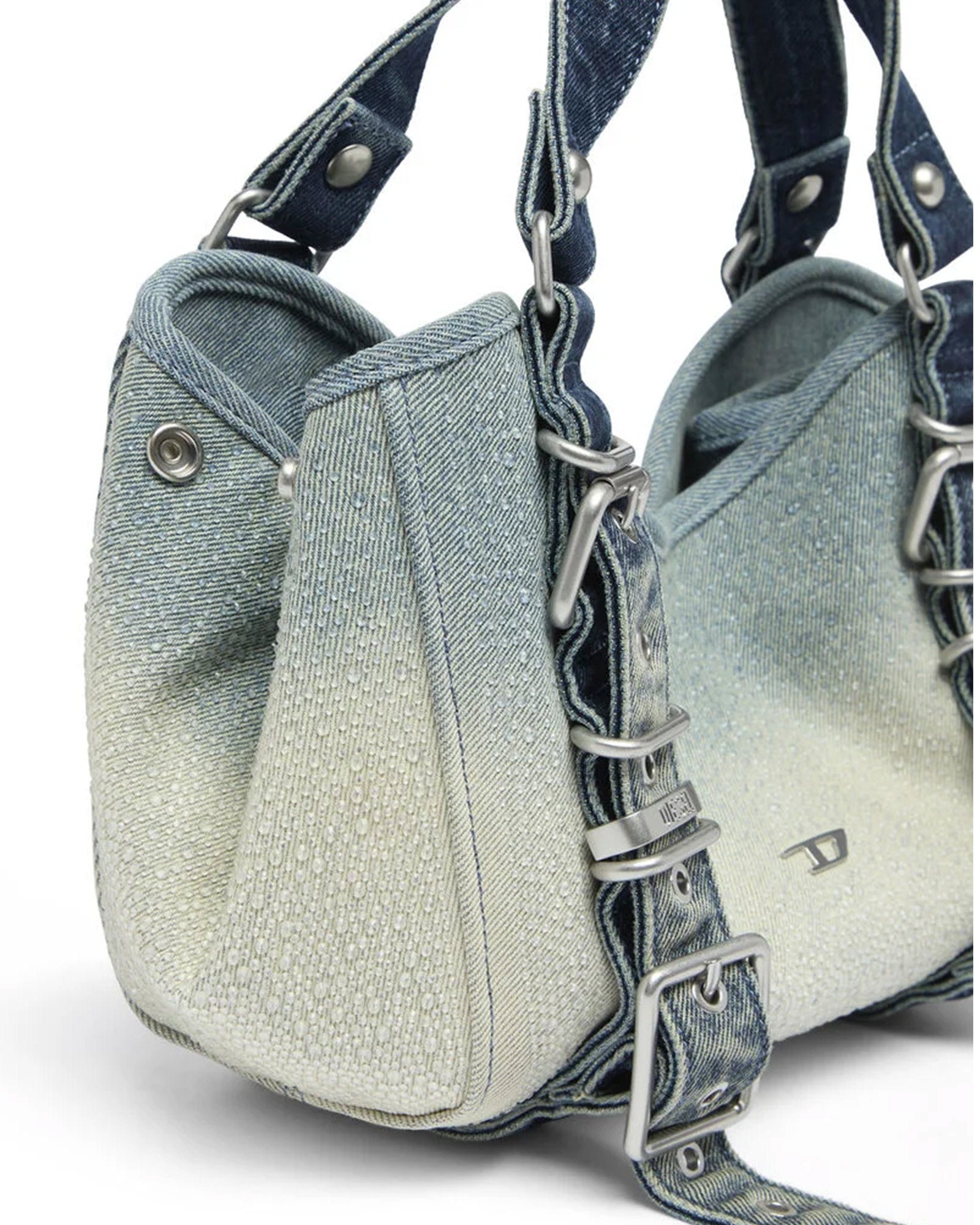 DIESEL・diesel -  D-ONE-SMALL TOP-HANDLE BAG IN CRYSTAL SOLARISED DENIM / BLUE