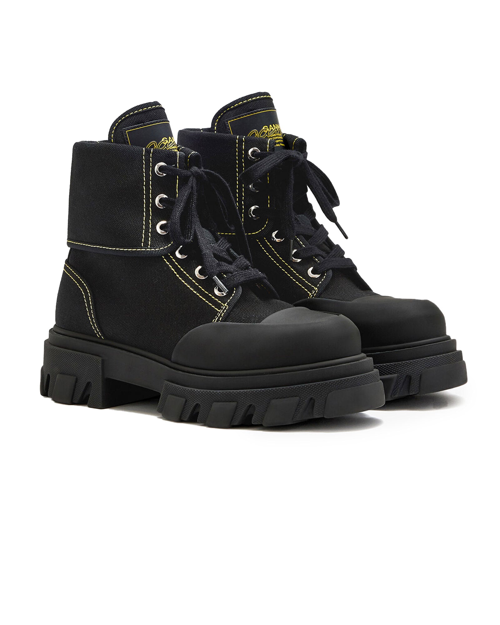 GANNI・Gunny -  CLEATED CANVAS TRAIL / BLACK