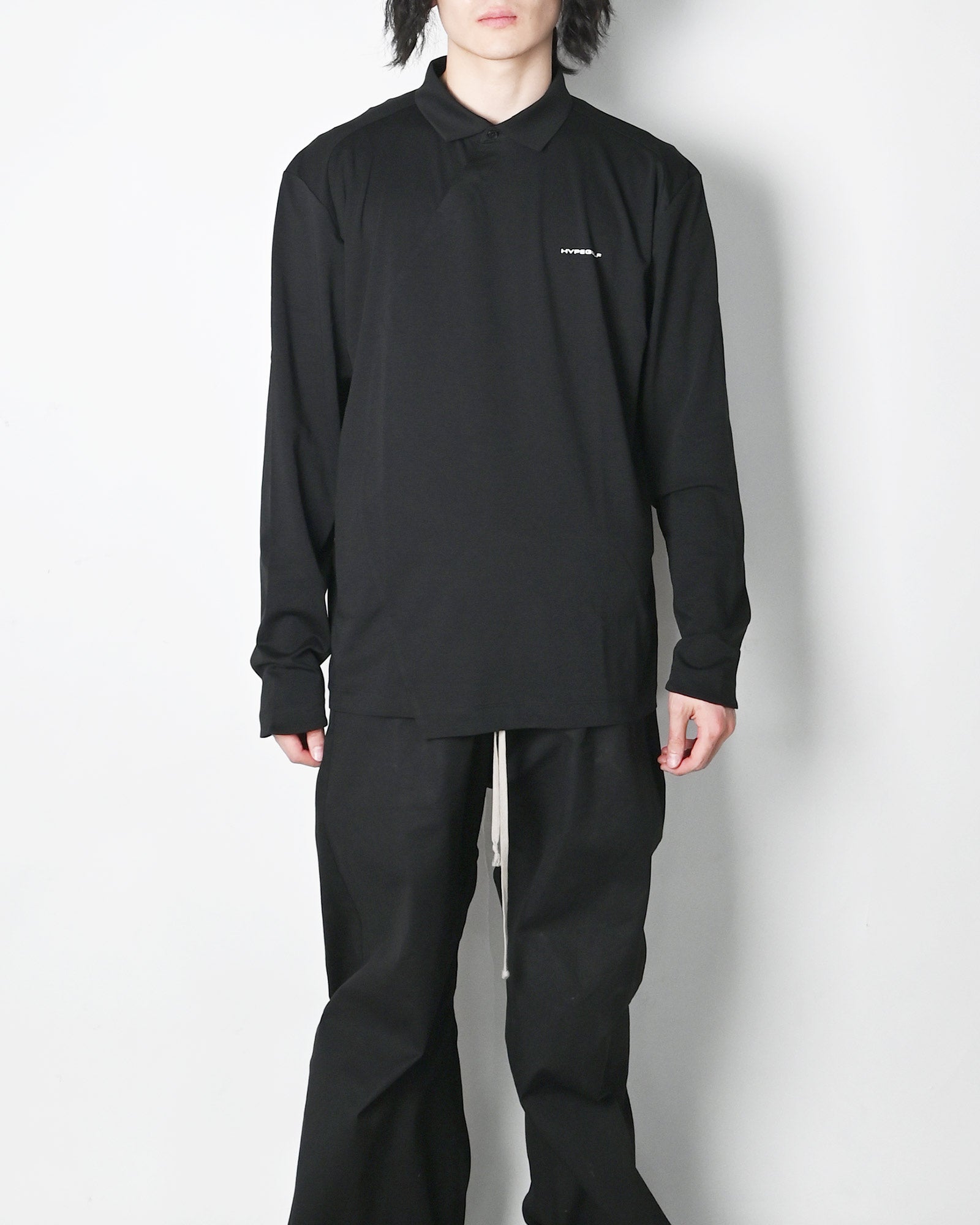 HYPEGOLF・ハイプゴルフ - L/S Tシャツ DIAGONAL POLO LONG SLEEVES / BLACK