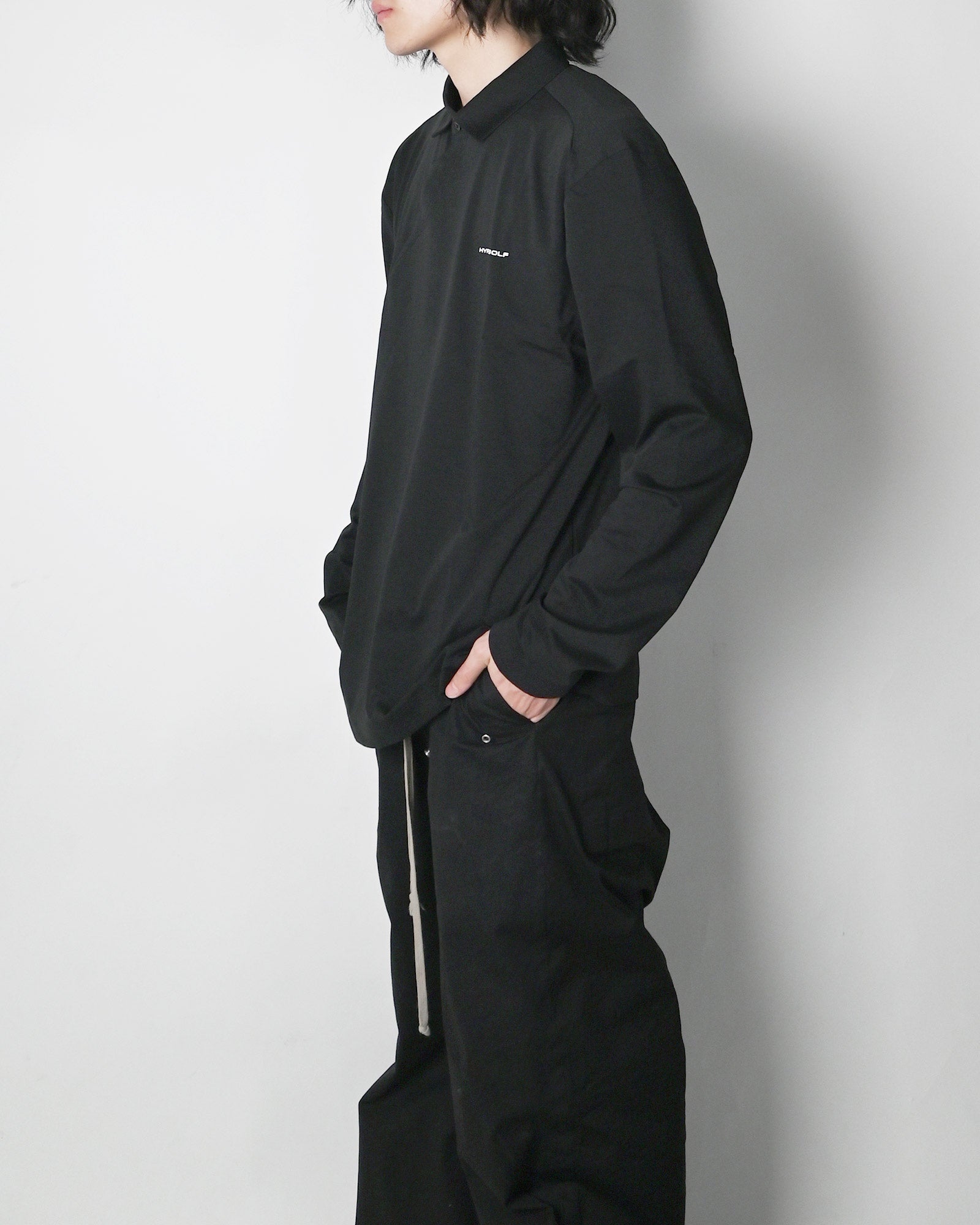 HYPEGOLF・ハイプゴルフ - L/S Tシャツ DIAGONAL POLO LONG SLEEVES / BLACK