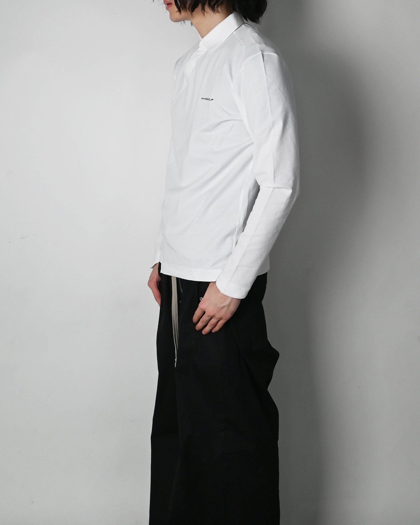HYPEGOLF・ハイプゴルフ - L/S Tシャツ DIAGONAL POLO LONG SLEEVES / WHITE