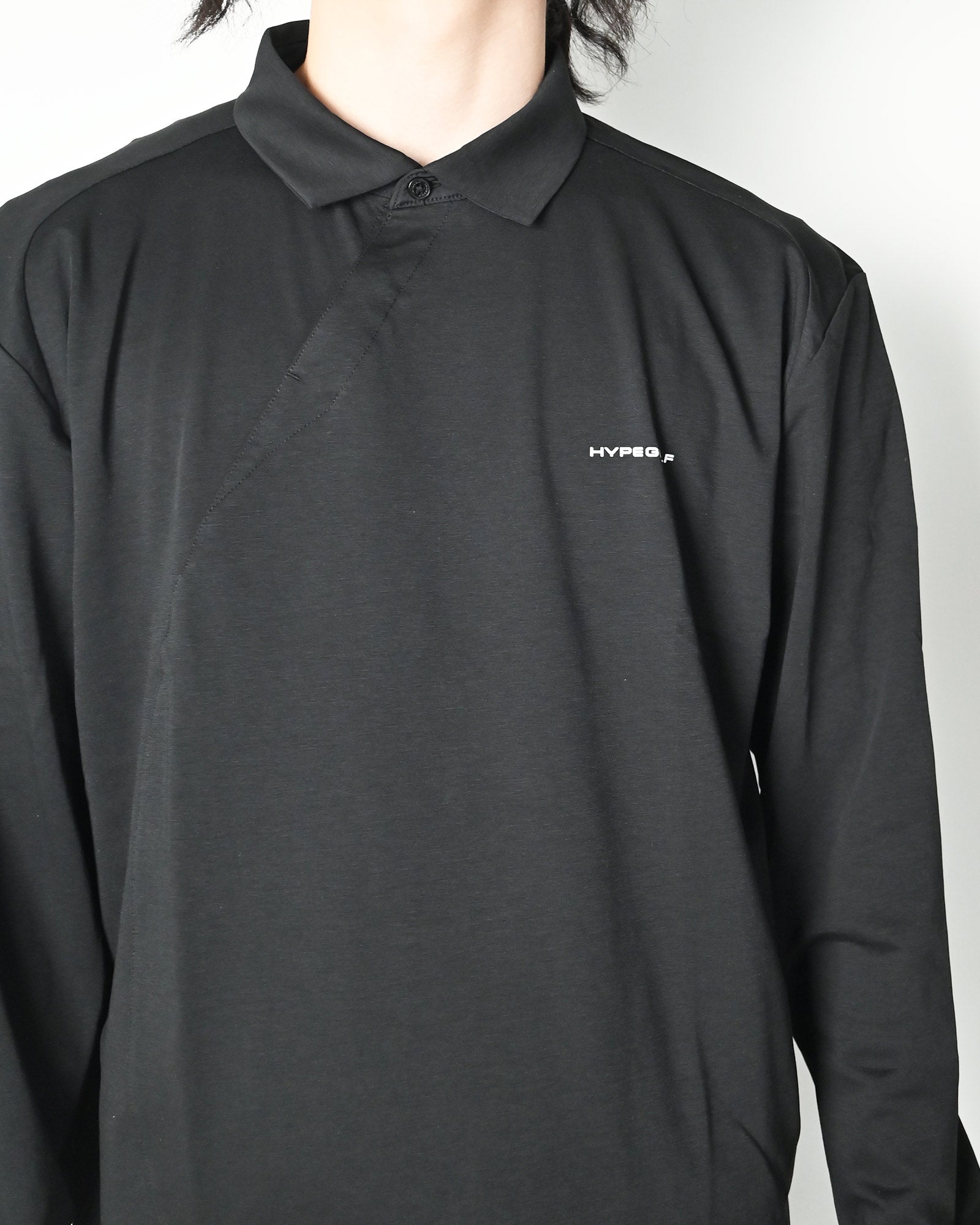 HYPEGOLF・ハイプゴルフ - L/S Tシャツ DIAGONAL POLO LONG SLEEVES / BLACK
