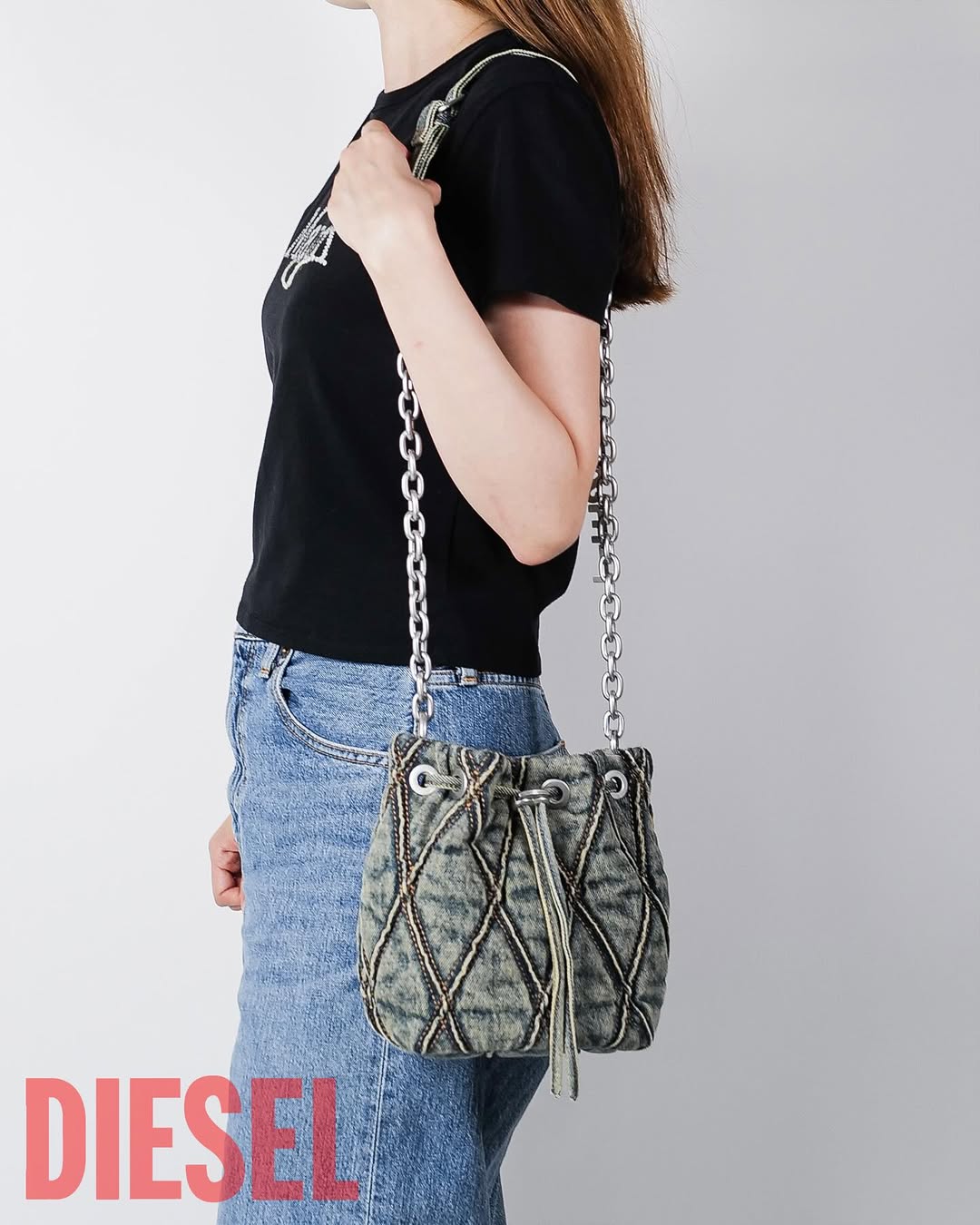 DIESEL・ディーゼル - ショルダーバッグ CHARM-D BUCKET S / BLUE