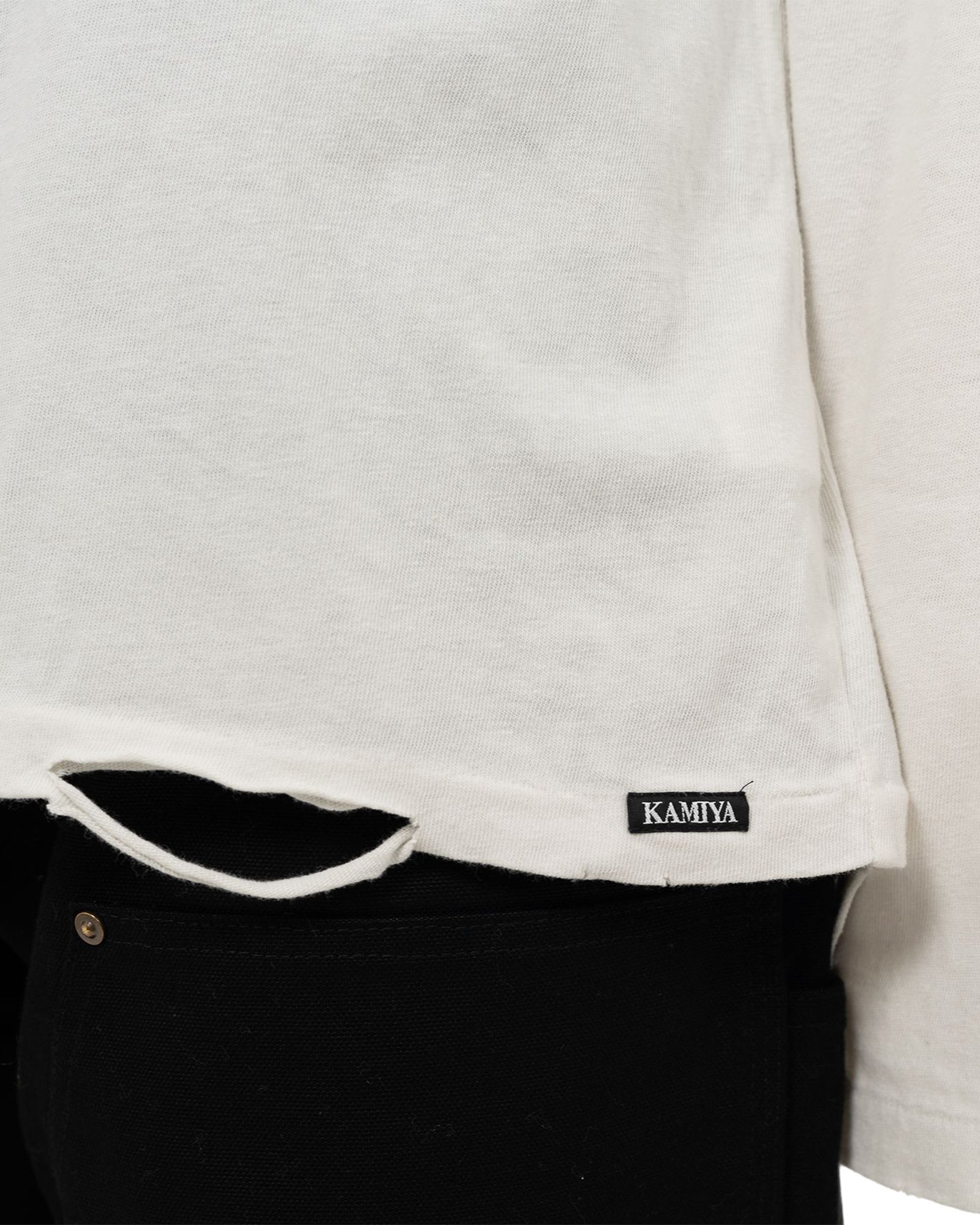 KAMIYA・Kamiya -  DISTRESSED LIGHTWEIGHT HOODIE / WHITE