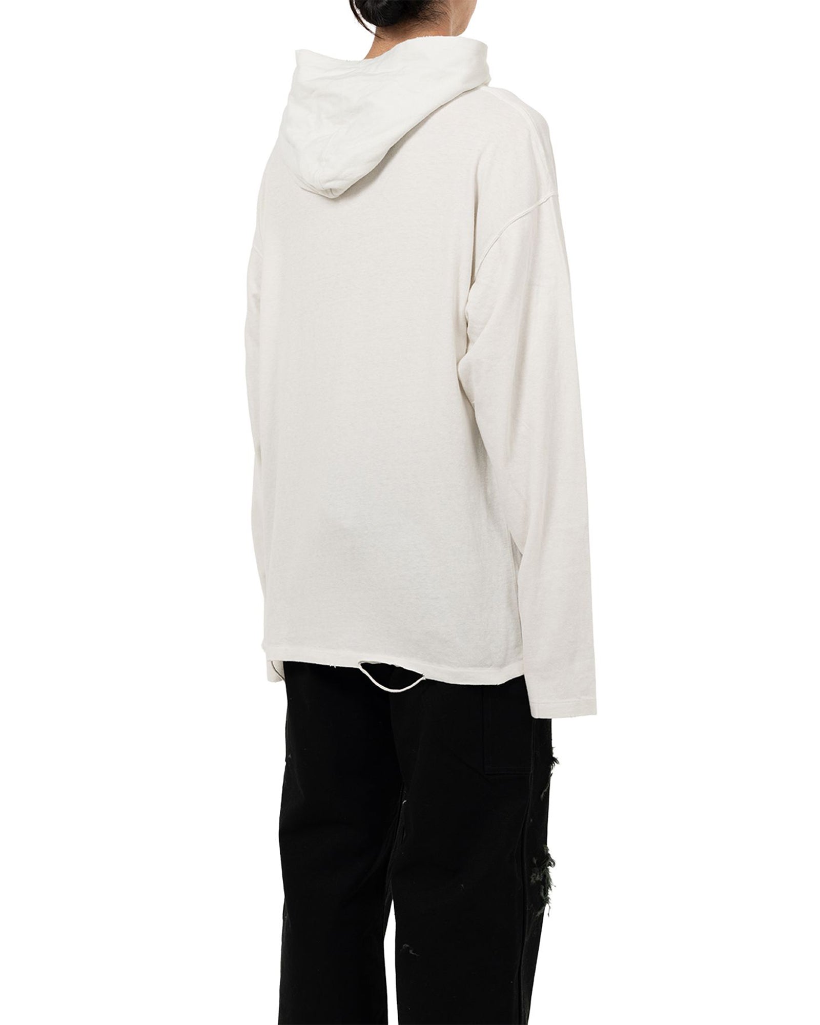 KAMIYA・Kamiya -  DISTRESSED LIGHTWEIGHT HOODIE / WHITE