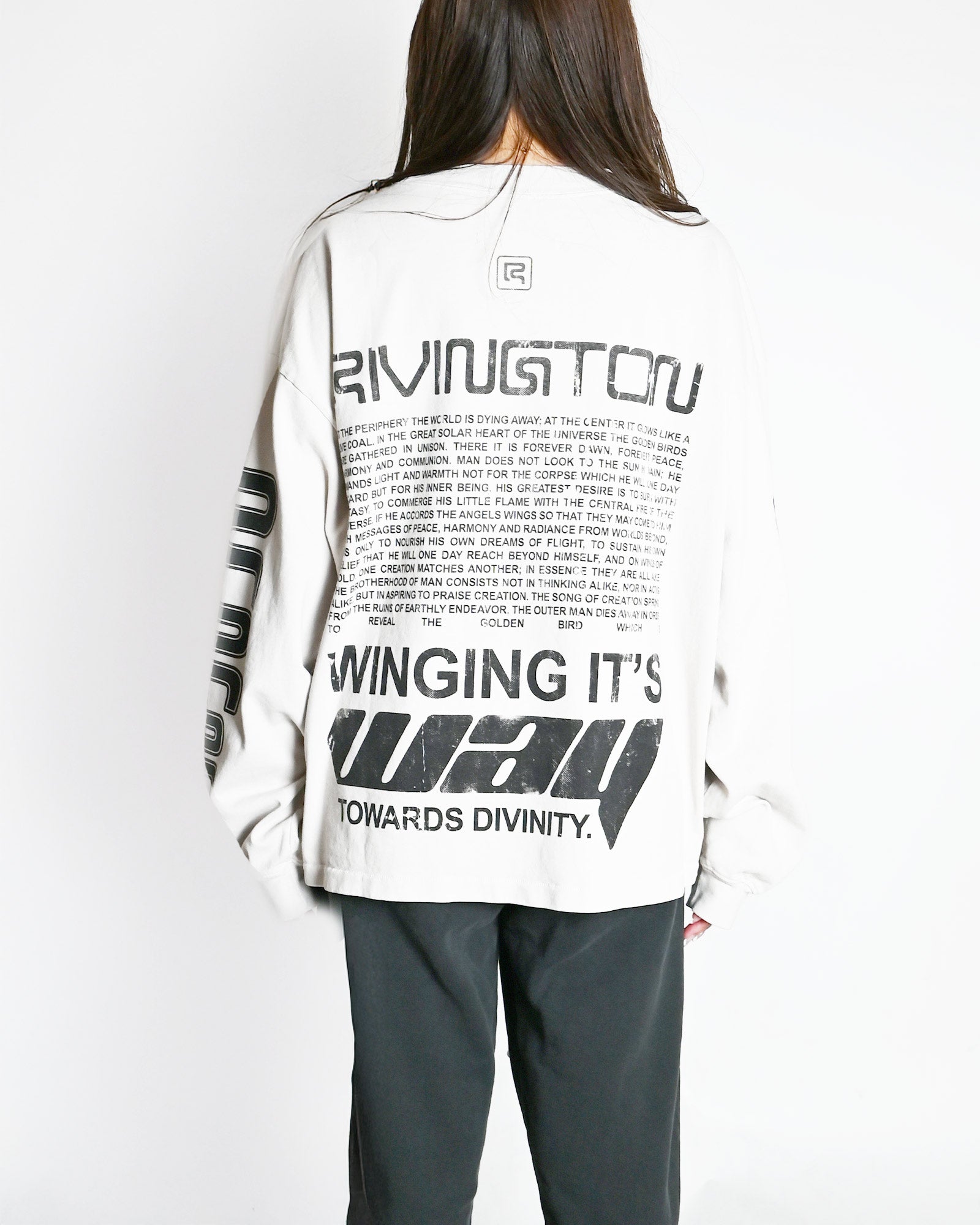 RRR123・リヴィントン ロイ レビス - L/S Tシャツ DIVINITY PAPER GARDEN LS TEE / LIGHT GREY