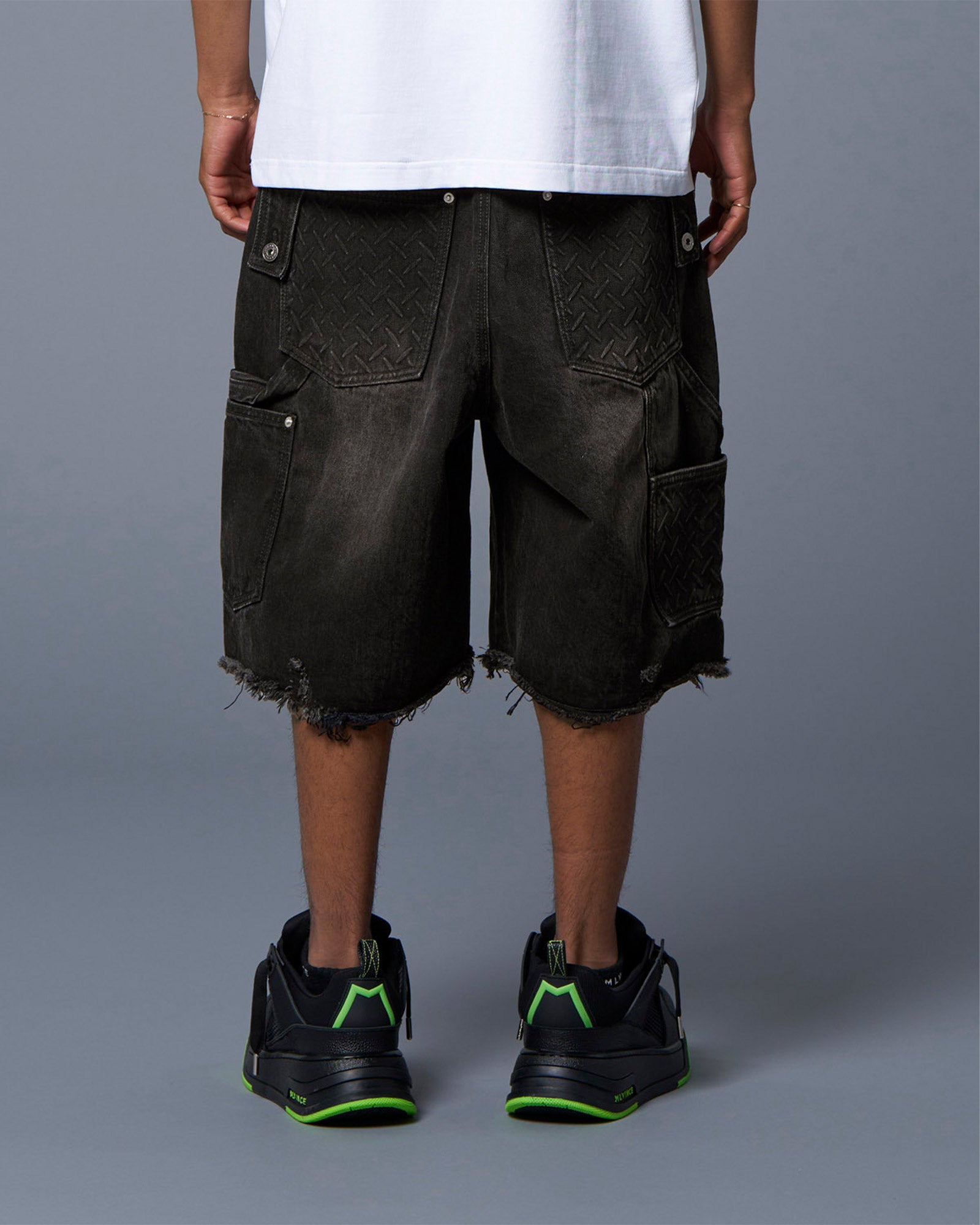 MLVINCE・メルヴィンス - デニムパンツ DOUBLE KNEE HOLSTER DENIM SHORTS / BLACK