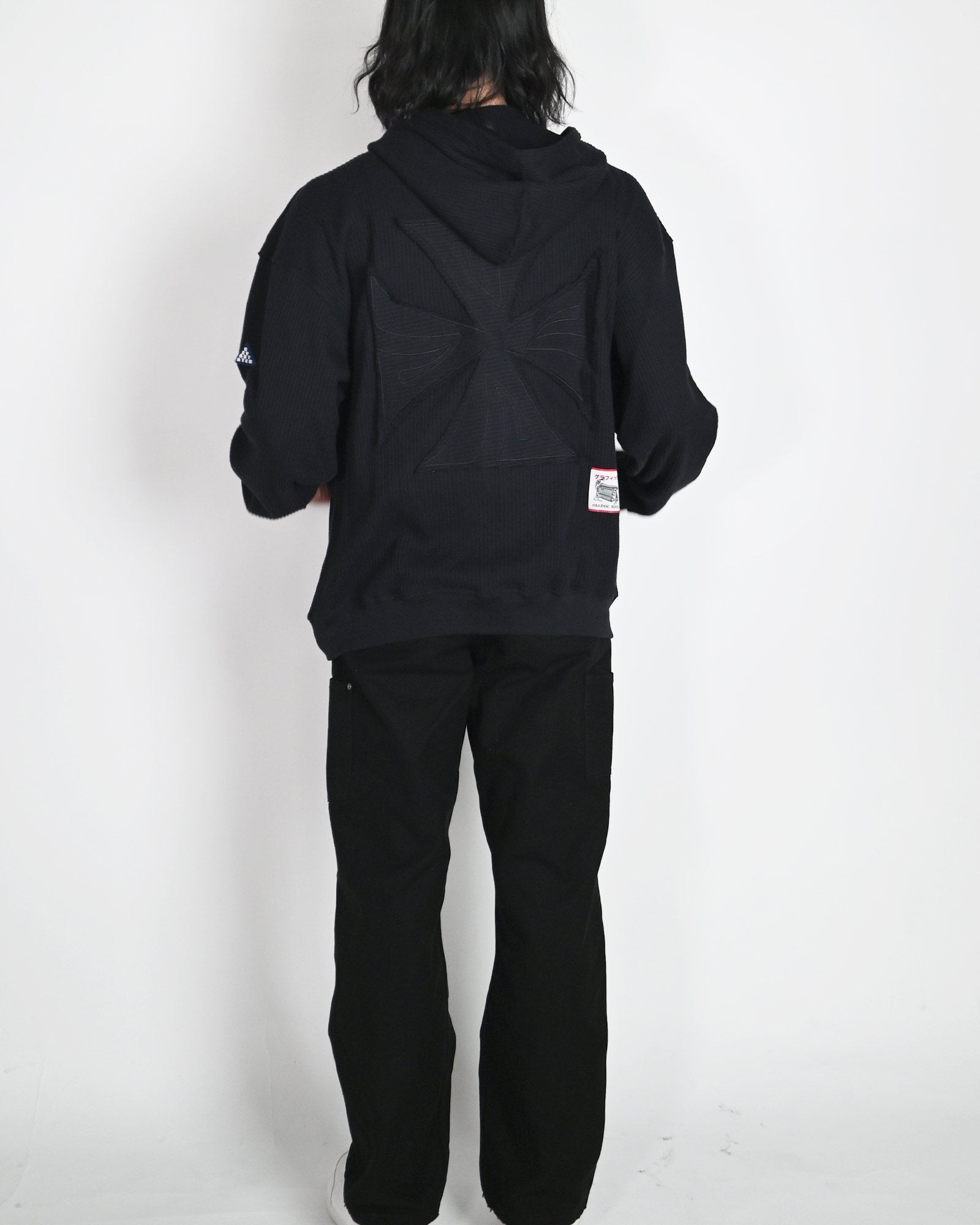 DEVA STATES・ディーヴァ ステイツ - パーカー・フーディ WAFFLE KNIT ZIP-UP HOODIE - CROSS / BLACK