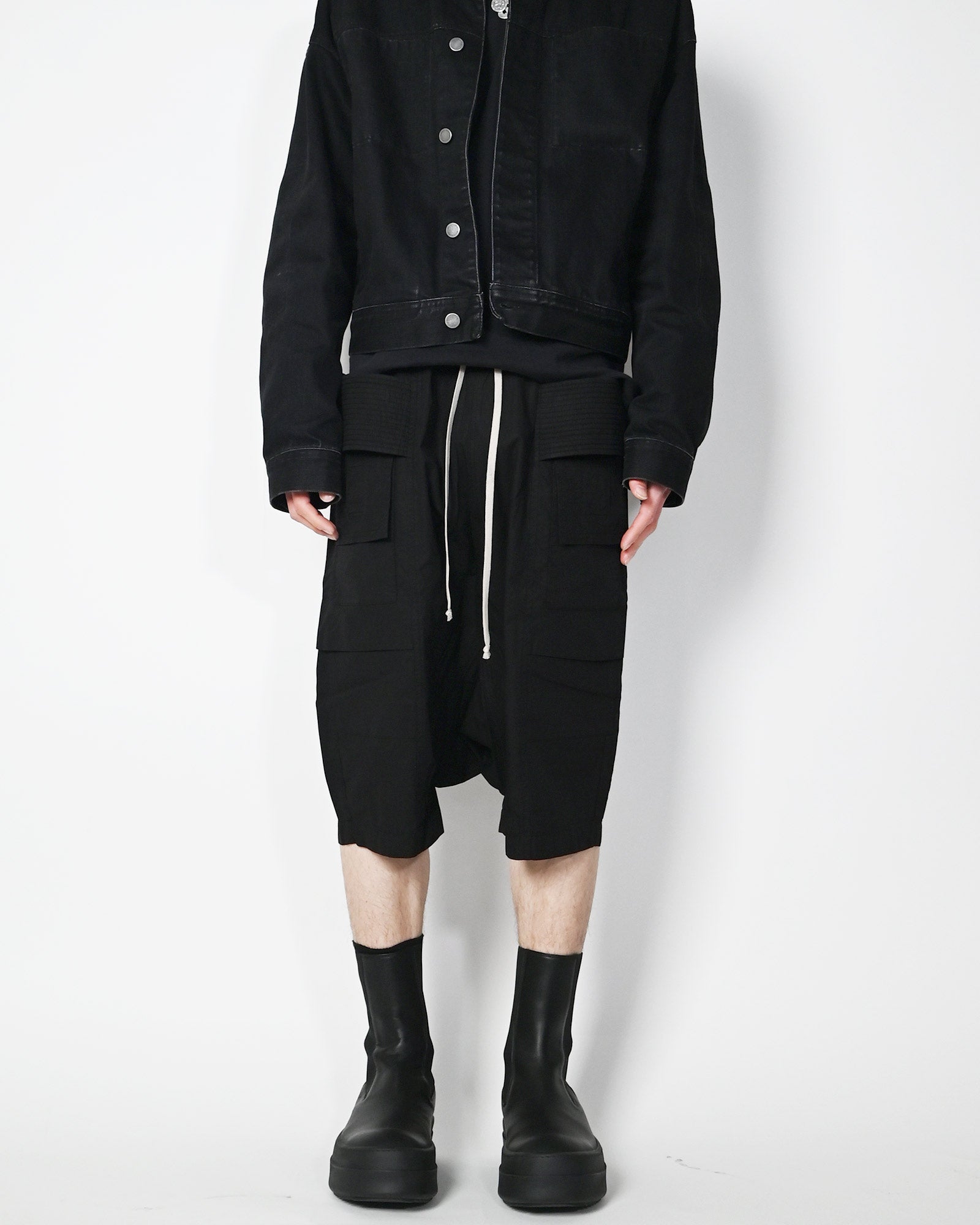 RICK OWENS DRKSHDW・リックオウエンス ダークシャドウ - ハーフ・ショートパンツ SHORTS - CREATCH CARGO PODS / BLACK