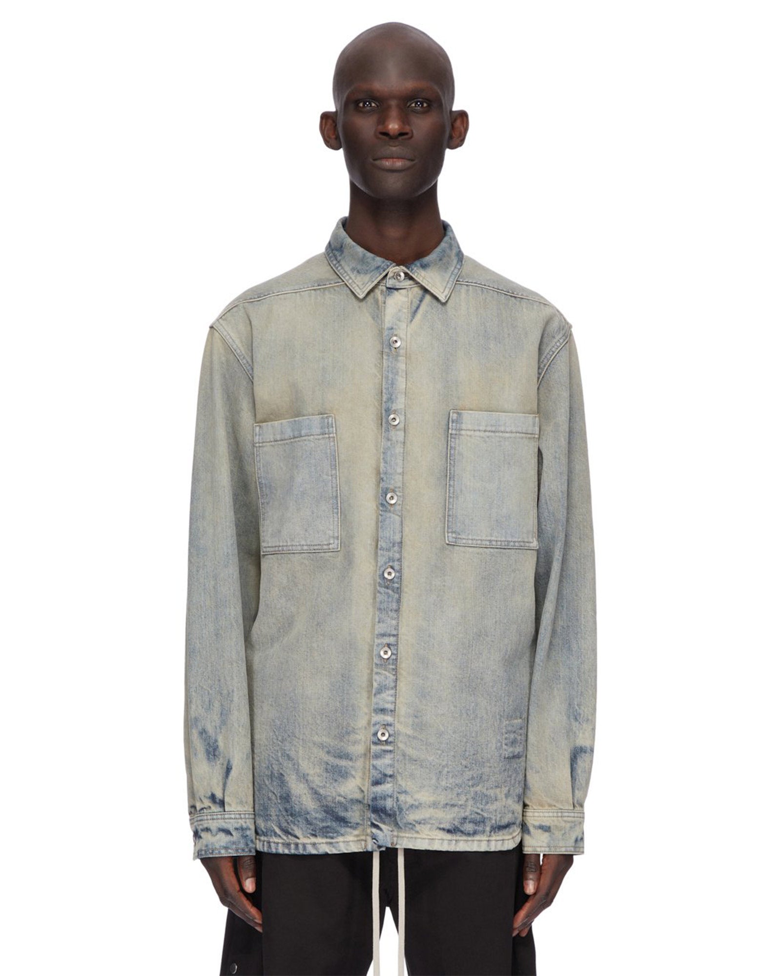 RICK OWENS DRKSHDW・rick owens dark shadow -  GIACCA IN DENIM - JUMBO OUTERSHIRT / MINERAL PEARL