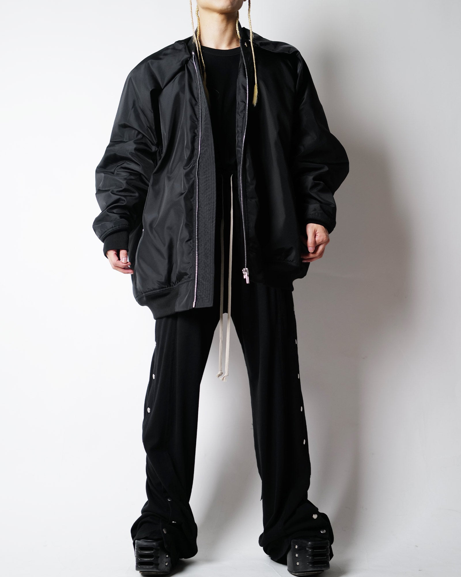 RICK OWENS DRKSHDW・リックオウエンス ダークシャドウ - ナイロンジャケット BOMBER IMBOTTITO - CONVERTIBLE JUMBO PETER FLIGHT / BLACK