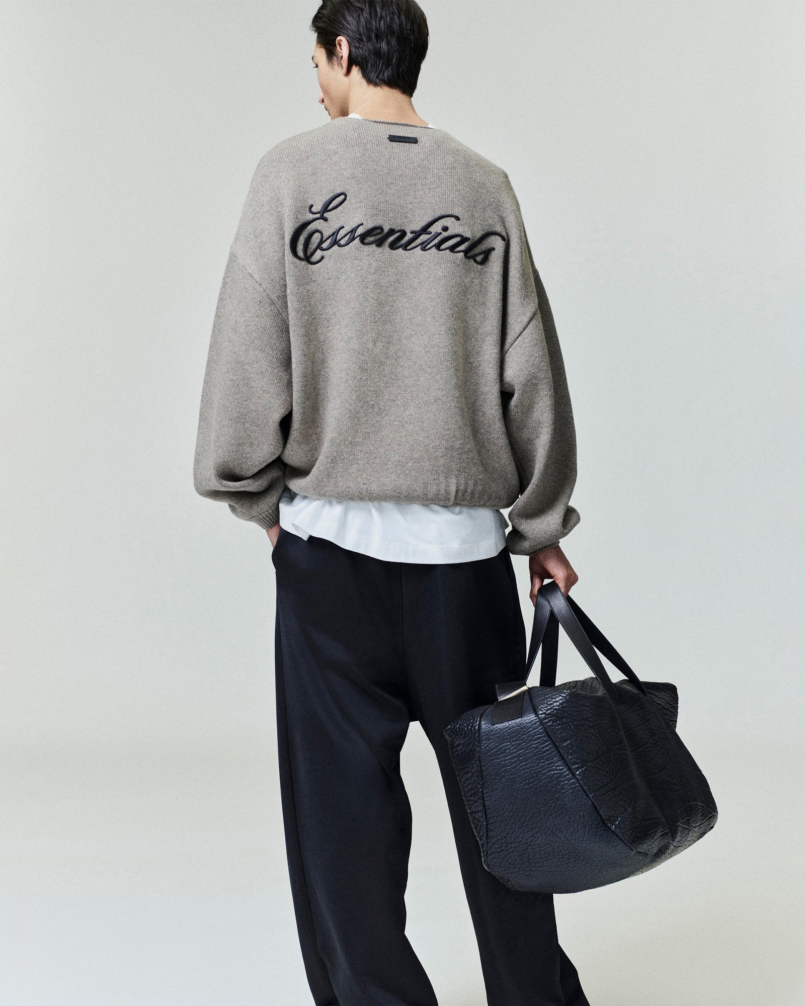 ESSENTIALS・essentials -  EMBROIDERED MERINO CREWNECK SWEATER
 / HOMESTEAD HEATHER