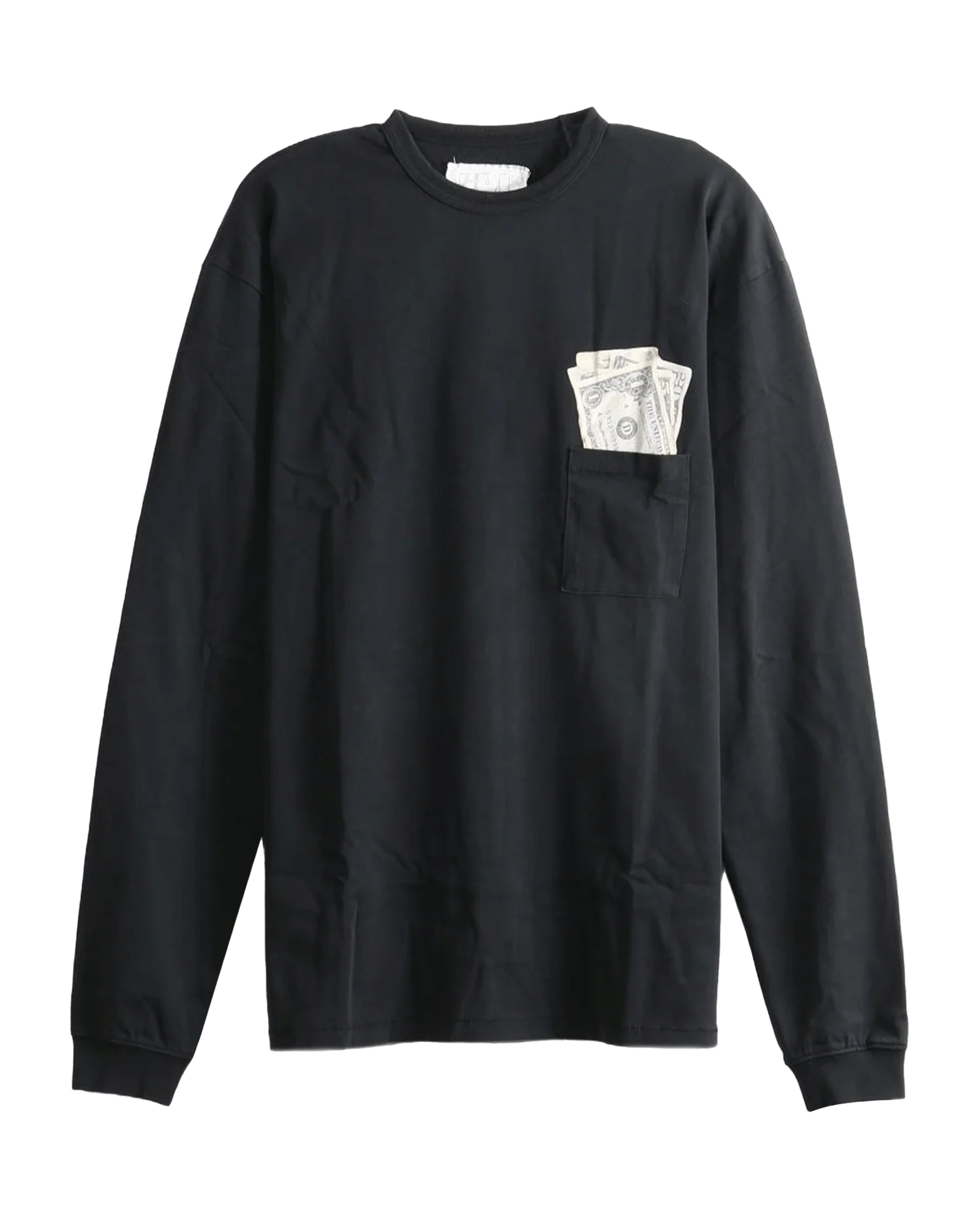ERL・イーアールエル - L/S Tシャツ UNISEX MONEY LONGSLEEVE TEE KNIT / BLACK