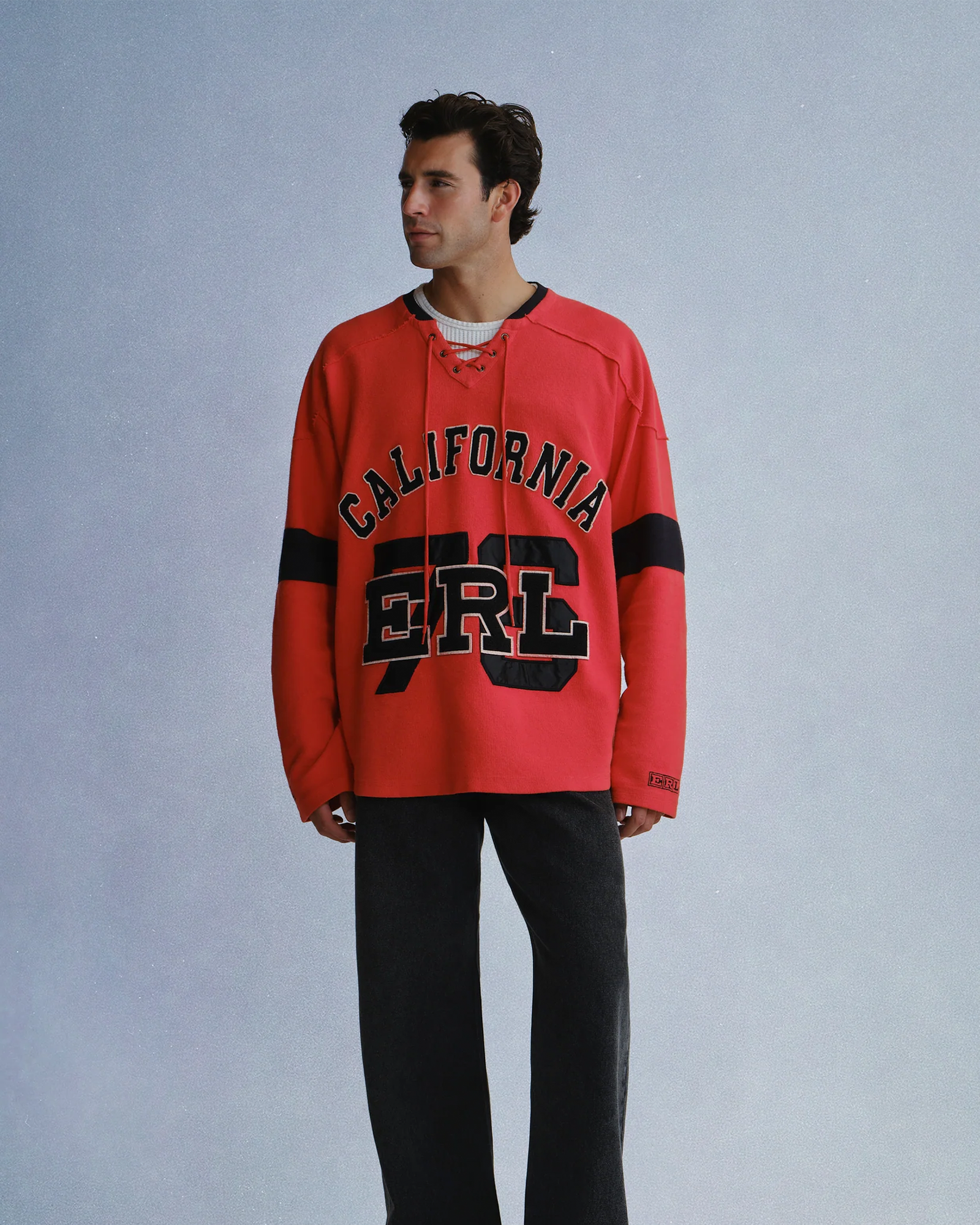 ERL・E.R.L. -  UNISEX RED HOCKEY SWEATSHIRT KNIT / RED