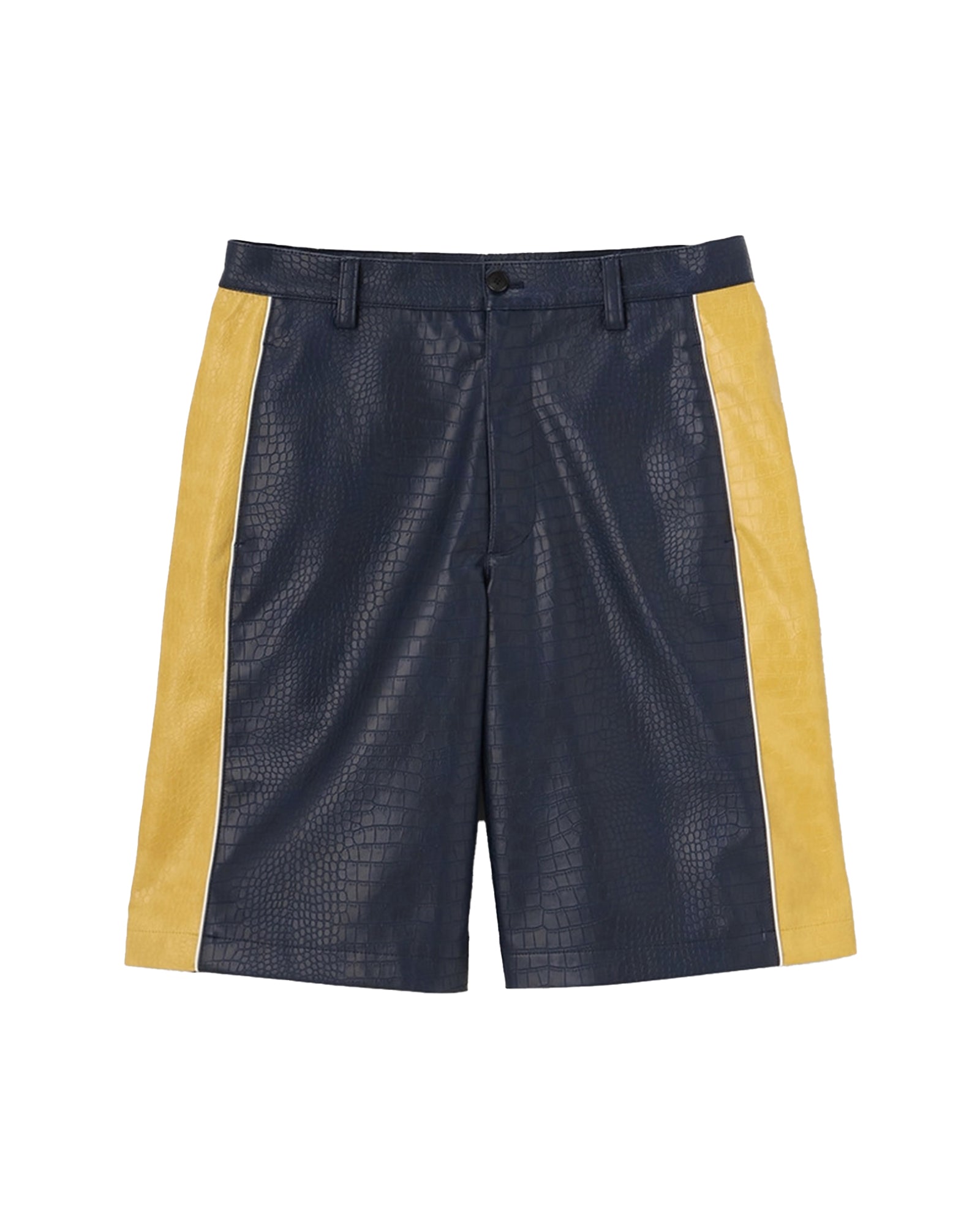AMBUSH・アンブッシュ - ハーフ・ショートパンツ FAKE CROCODILE LEATHER SHORT PANTS / NAVY