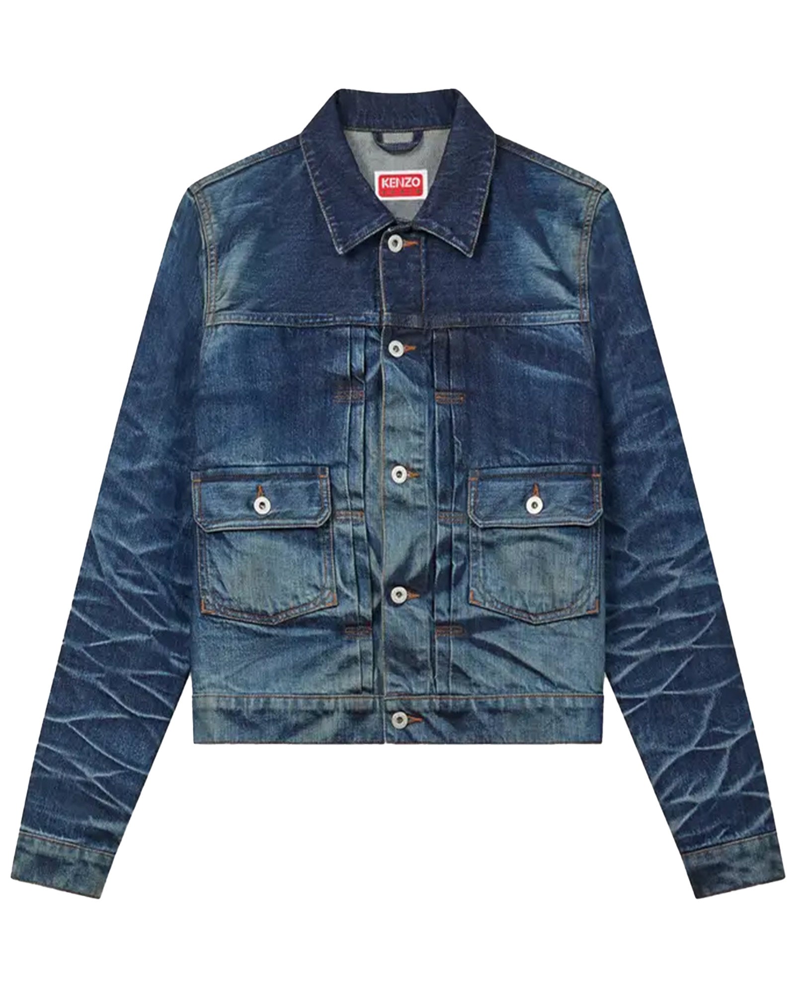 SLIM PLEATED TRUCKER JACKET / INDIGO