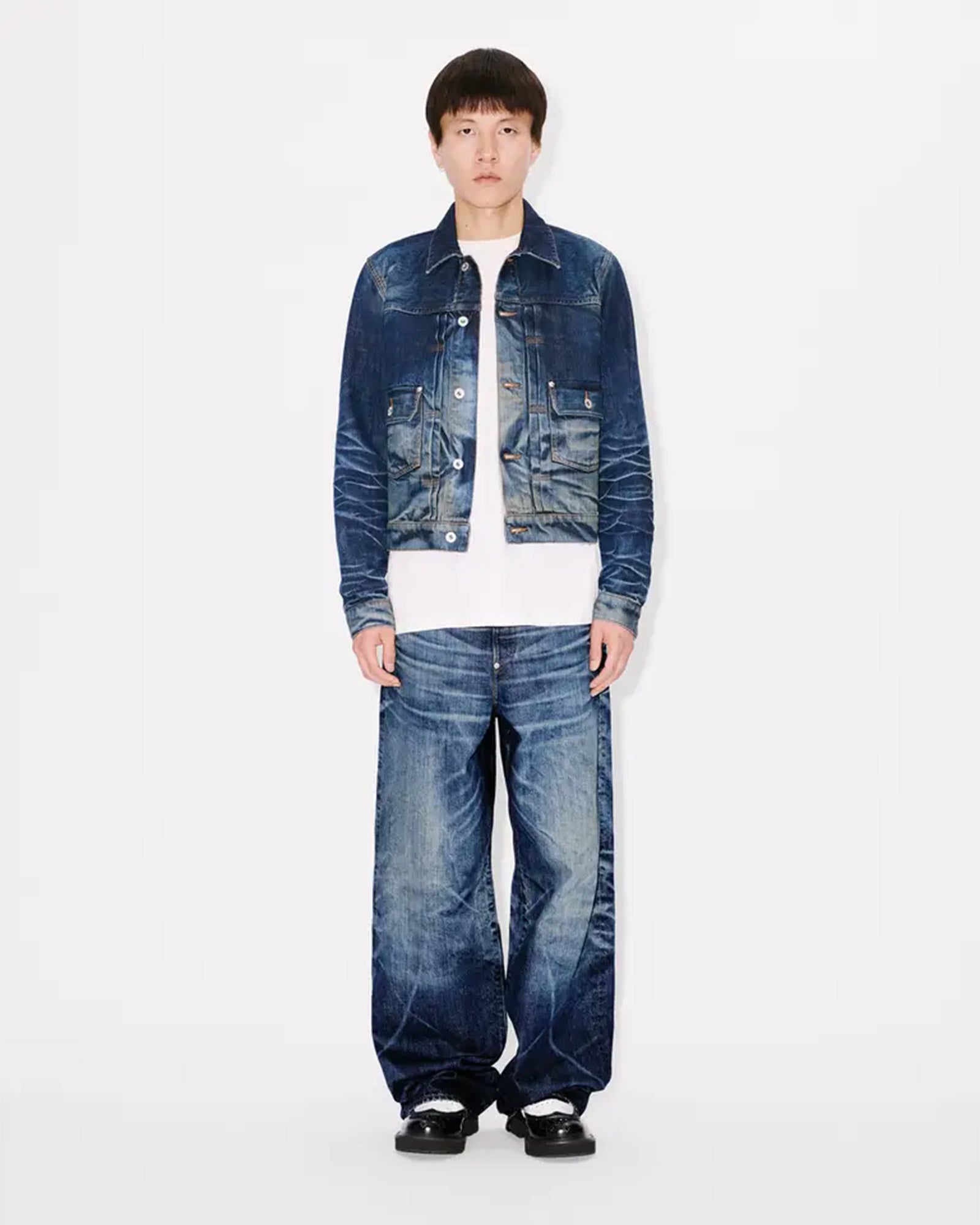 KENZO・Kenzo -  SLIM PLEATED TRUCKER JACKET / INDIGO