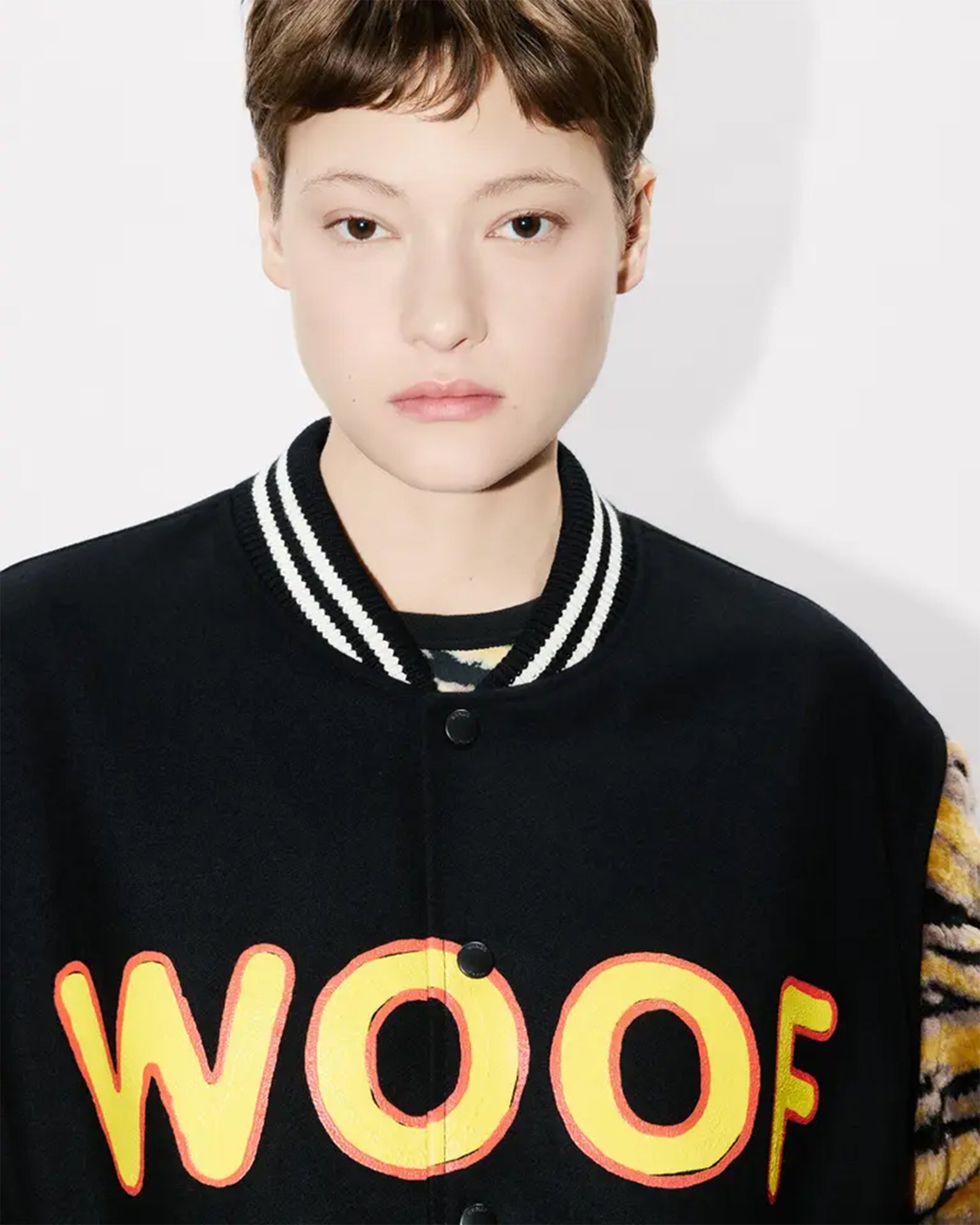 KENZO ケンゾーLeather Sleeve Varsity Jacket Kenzo レザースリーブ ジャケット | ブラウン | FARFETCH JP
