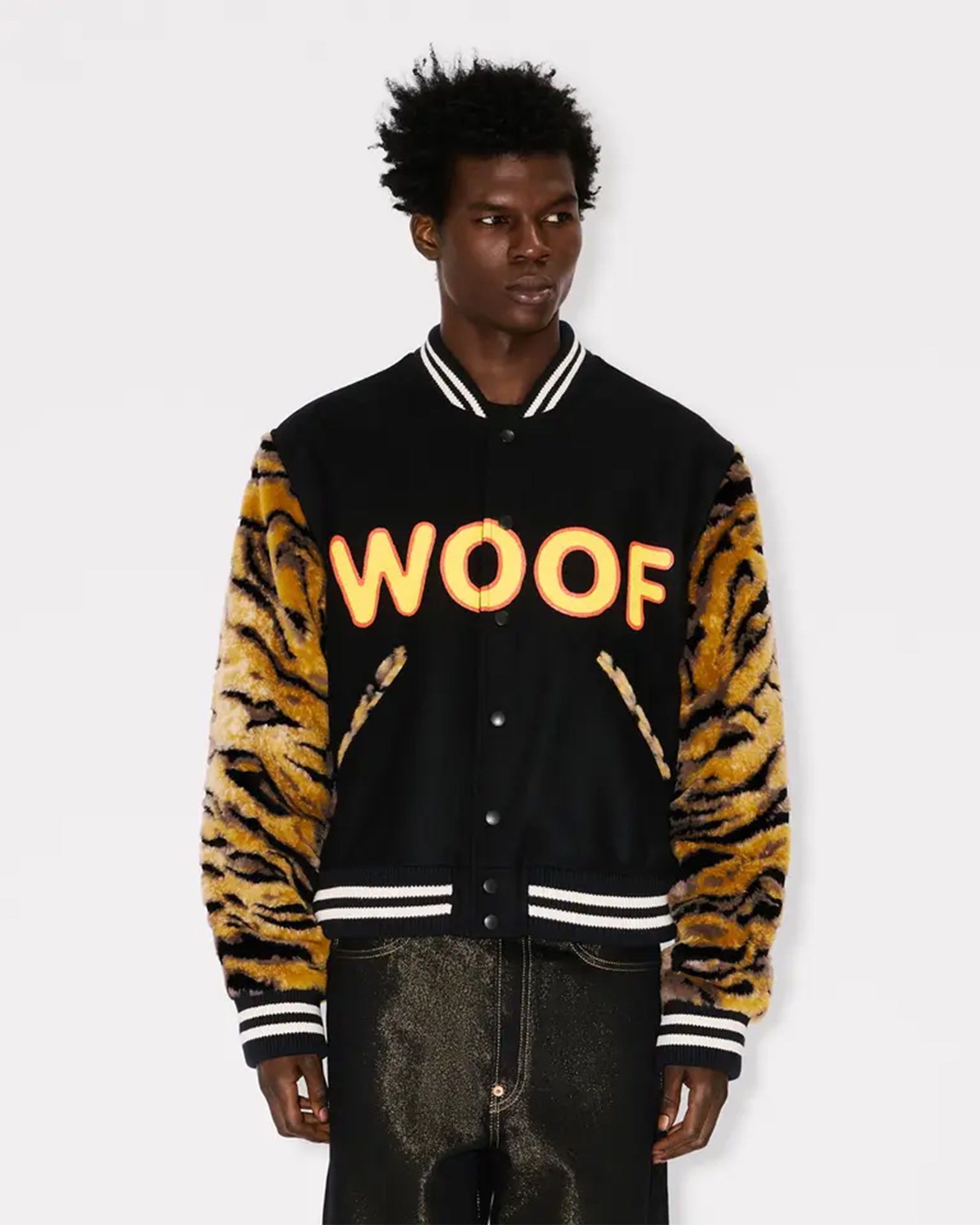KENZO ケンゾーLeather Sleeve Varsity Jacket Kenzo レザースリーブ ジャケット | ブラウン | FARFETCH JP