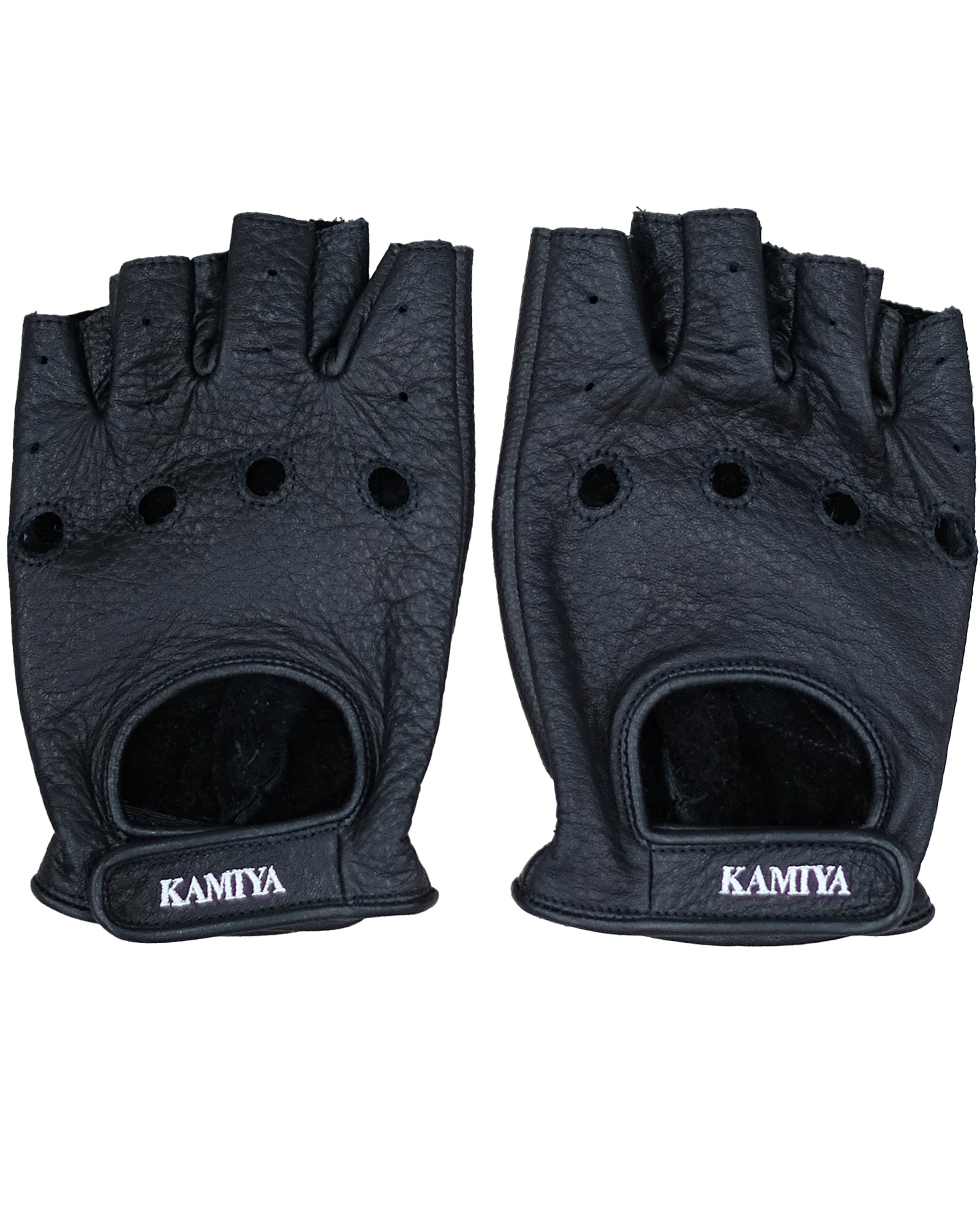 FINGERLESS LEATHER GLOVES / BLACK