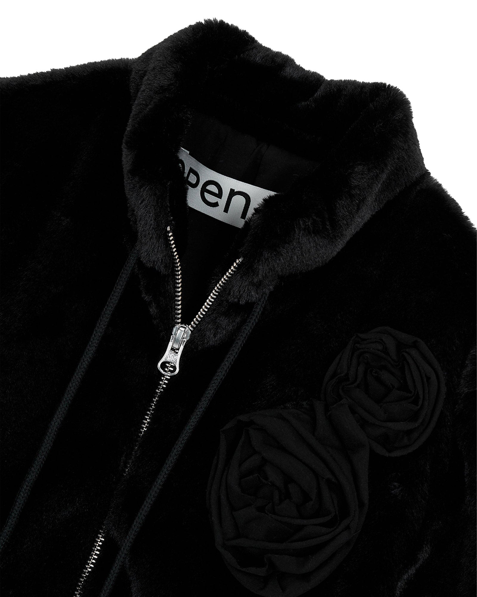 OPEN YY・オープン ワイワイ - アウター・ジャケット FLEECE APPLIQUÉ ZIPUP JACKET / BLACK