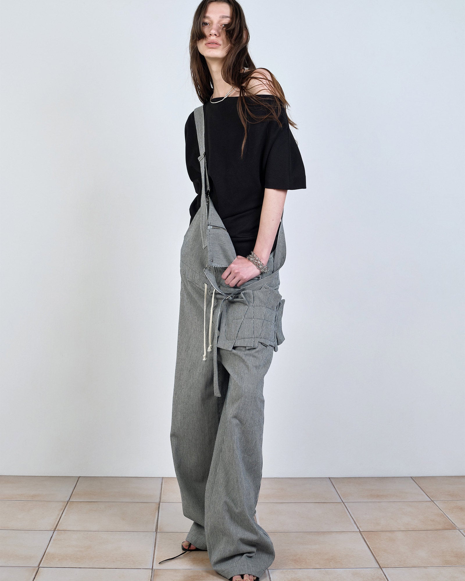 NACHE・ナチェ - トップス FOLDED DRAPING SWEATSHIRT / BLACK