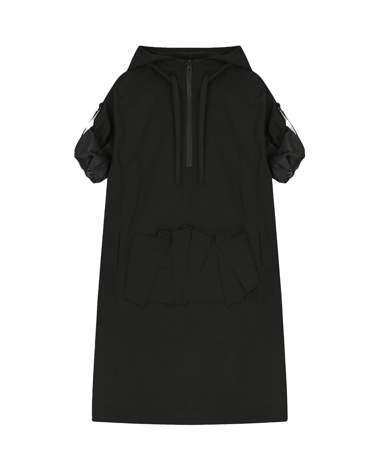 NACHE・Nache -  FOLDED POCKET HOODIE DRESS / BLACK