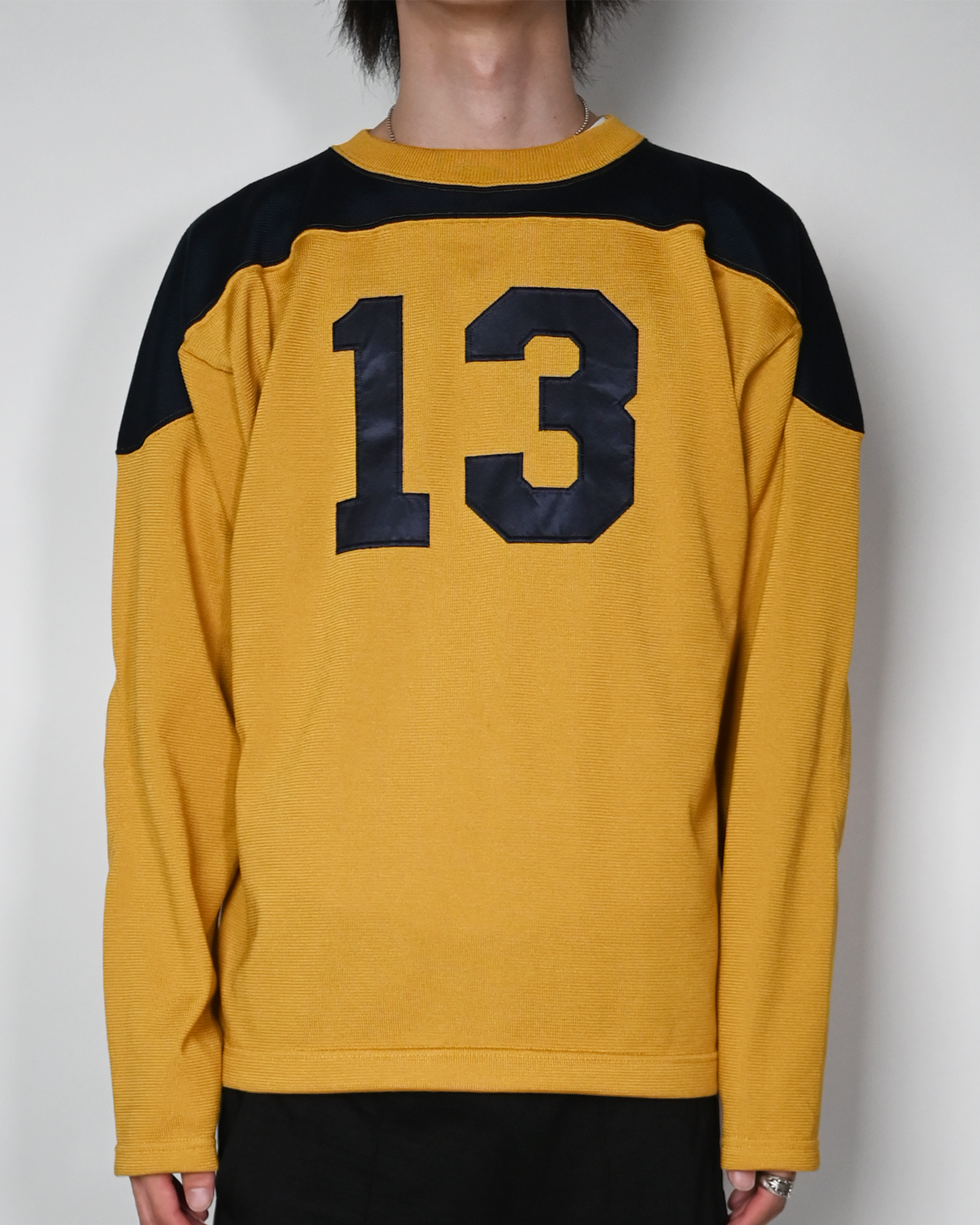 FOOTBALL SHIRT KNIT / NAVY/MUSTARD