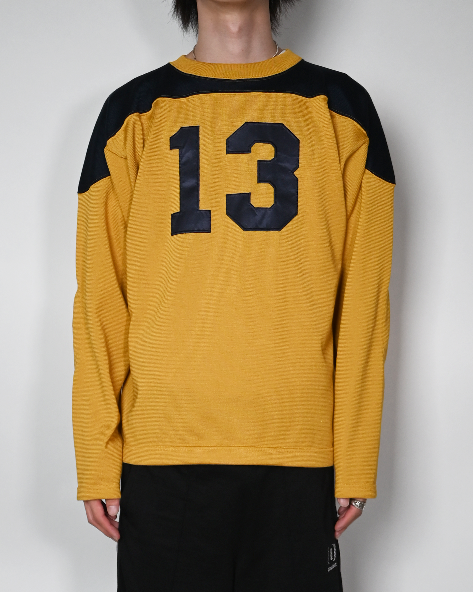 FOOTBALL SHIRT KNIT / NAVY/MUSTARD