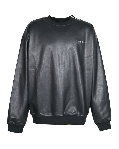 FAUX LEATHER CREWNECK / BLACK | detail-online-store