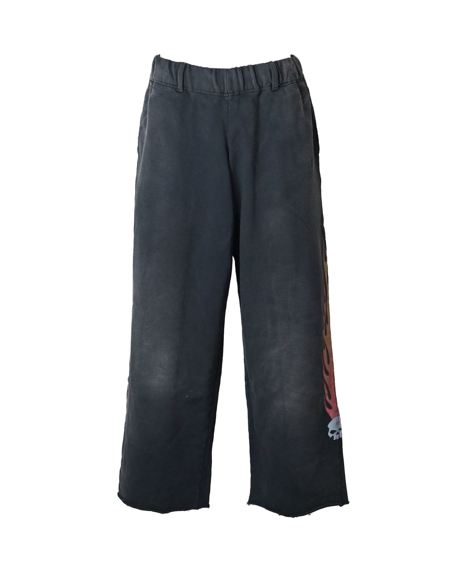 FLAME DISTRESSED SWEAT PANTS / BLACK