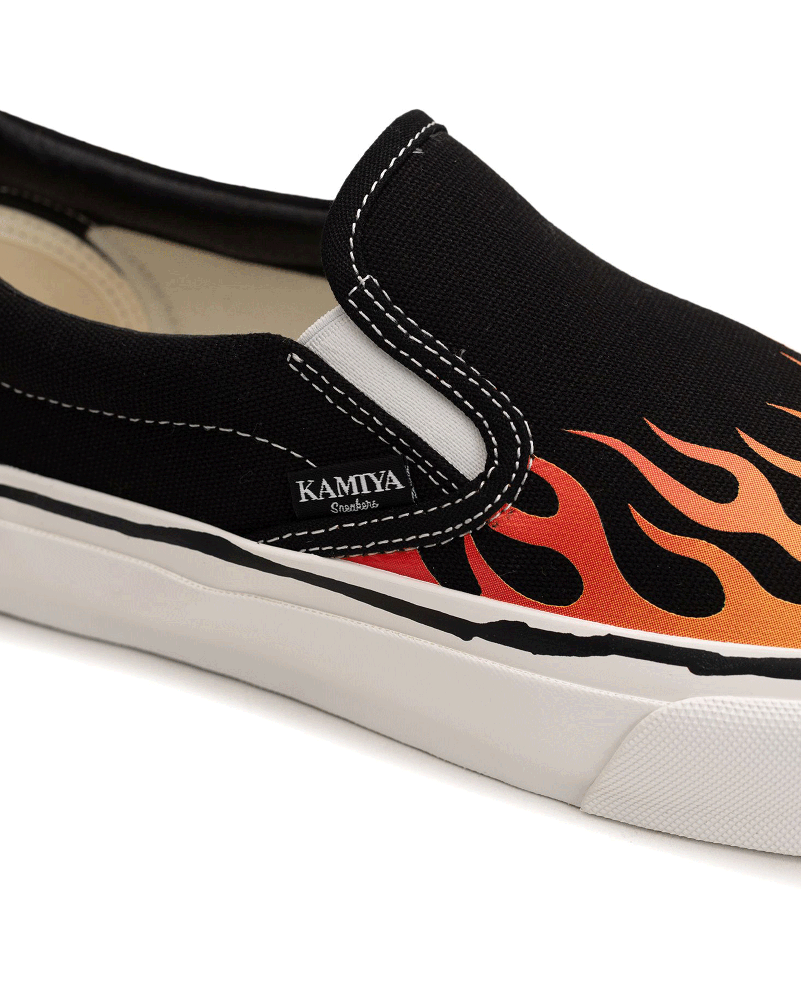 KAMIYA・カミヤ - ローカットスニーカー "CORNELL" FIRE PATTERN VULCANIZED SNEAKER / BLACK