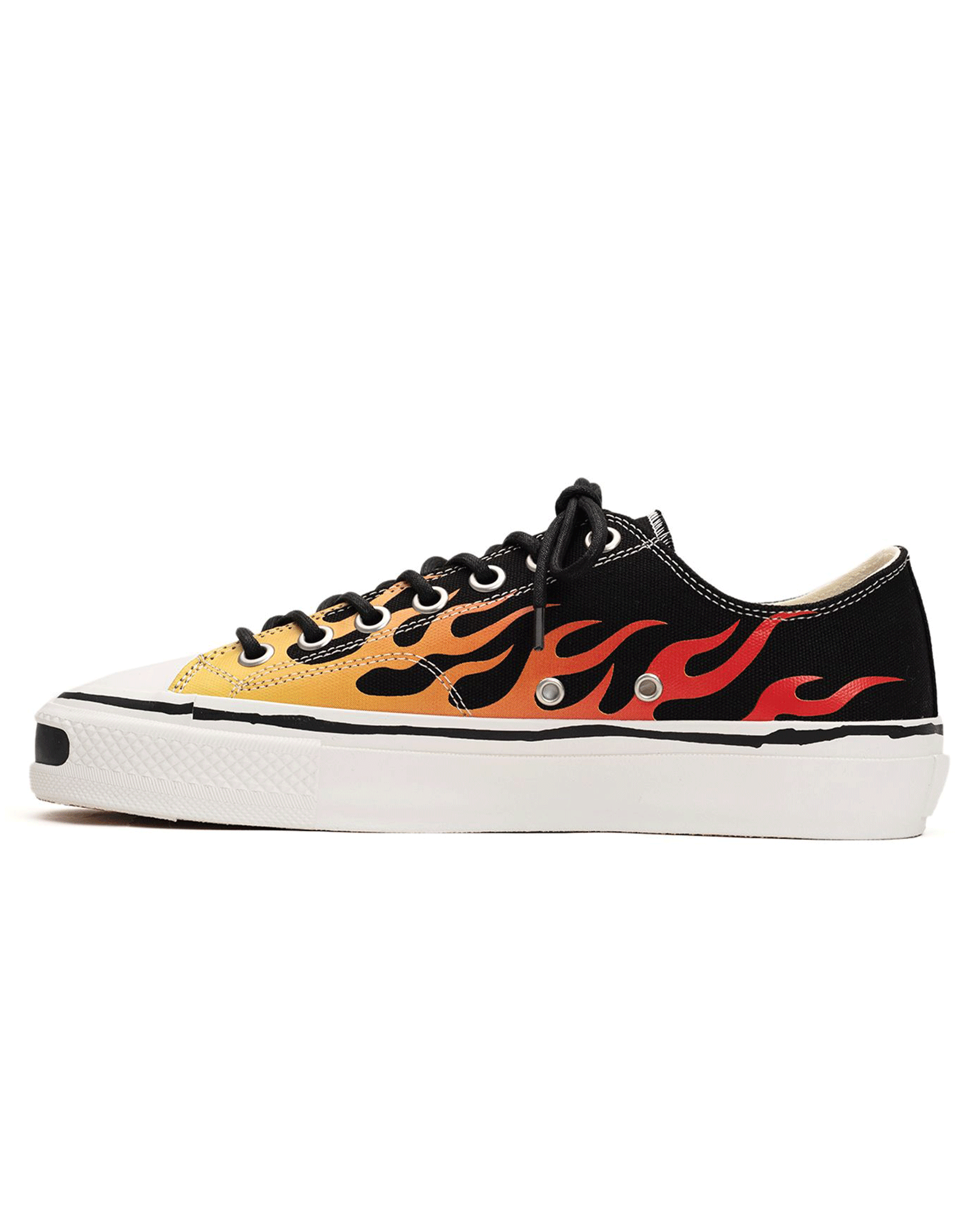 KAMIYA・カミヤ - ローカットスニーカー "JOEY" FIRE PATTERN VULCANIZED SNEAKER / BLACK