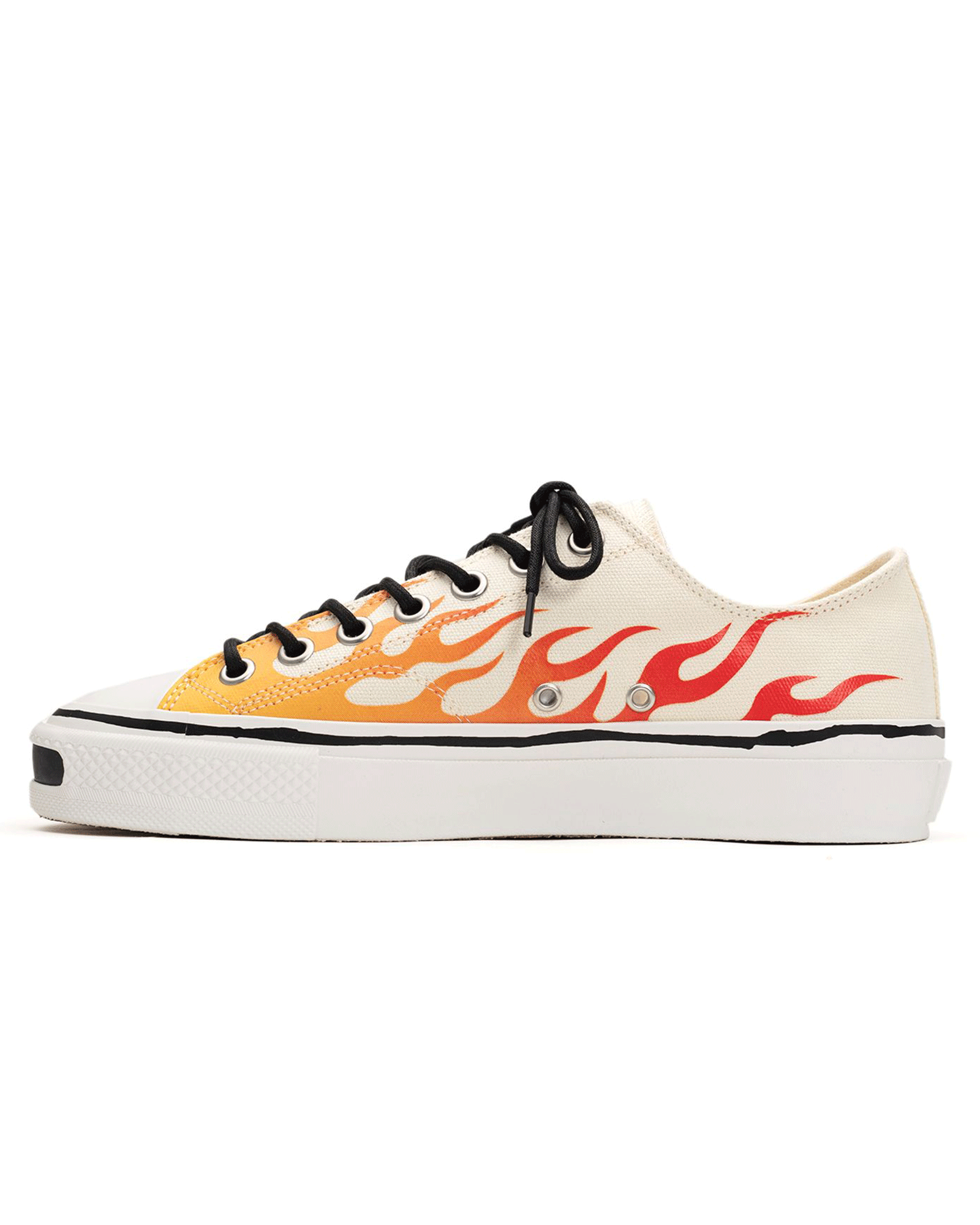 KAMIYA・カミヤ - ローカットスニーカー "JOEY" FIRE PATTERN VULCANIZED SNEAKER / WHITE