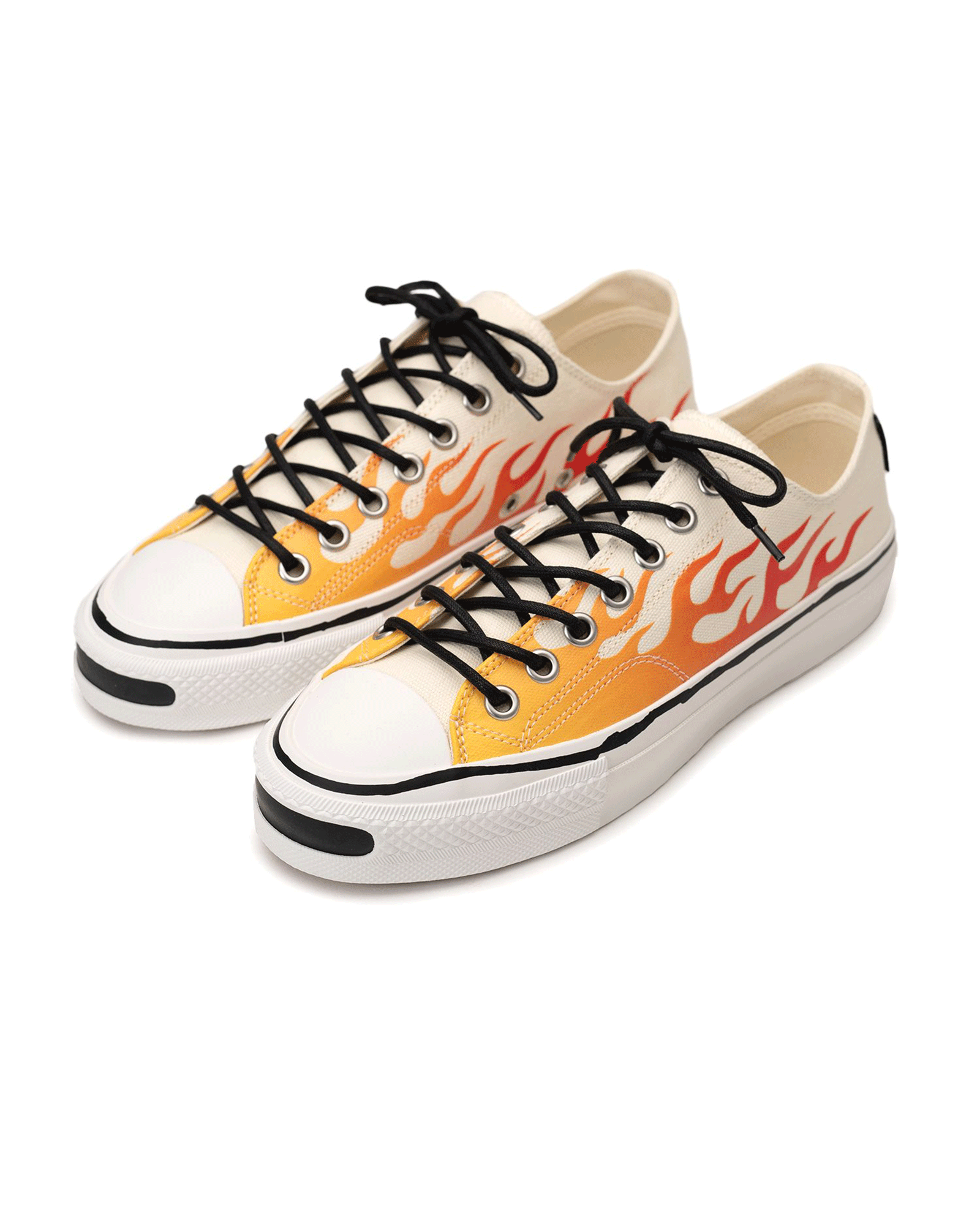 KAMIYA・カミヤ - ローカットスニーカー "JOEY" FIRE PATTERN VULCANIZED SNEAKER / WHITE