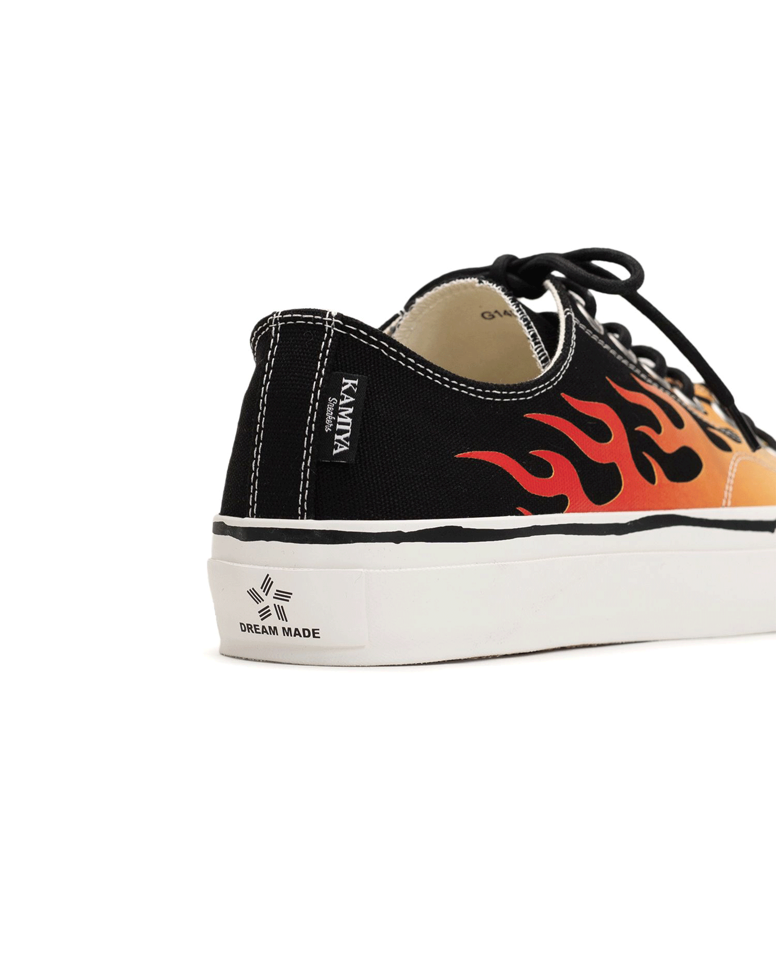 KAMIYA・カミヤ - ローカットスニーカー "JOEY" FIRE PATTERN VULCANIZED SNEAKER / BLACK