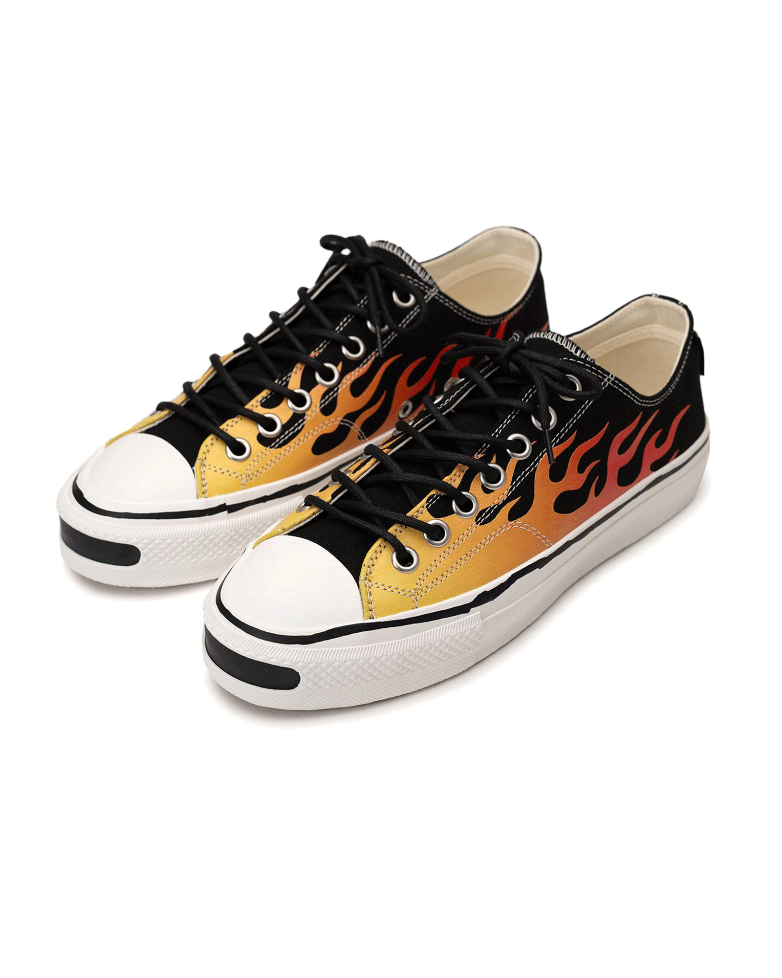 KAMIYA・カミヤ - ローカットスニーカー "JOEY" FIRE PATTERN VULCANIZED SNEAKER / BLACK