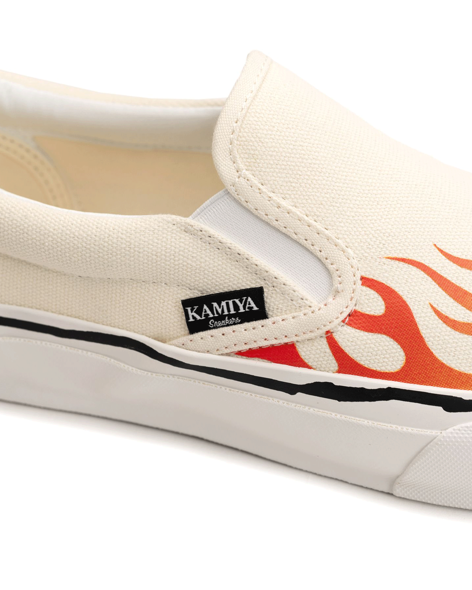 KAMIYA・カミヤ - ローカットスニーカー "CORNELL" FIRE PATTERN VULCANIZED SNEAKER / WHITE